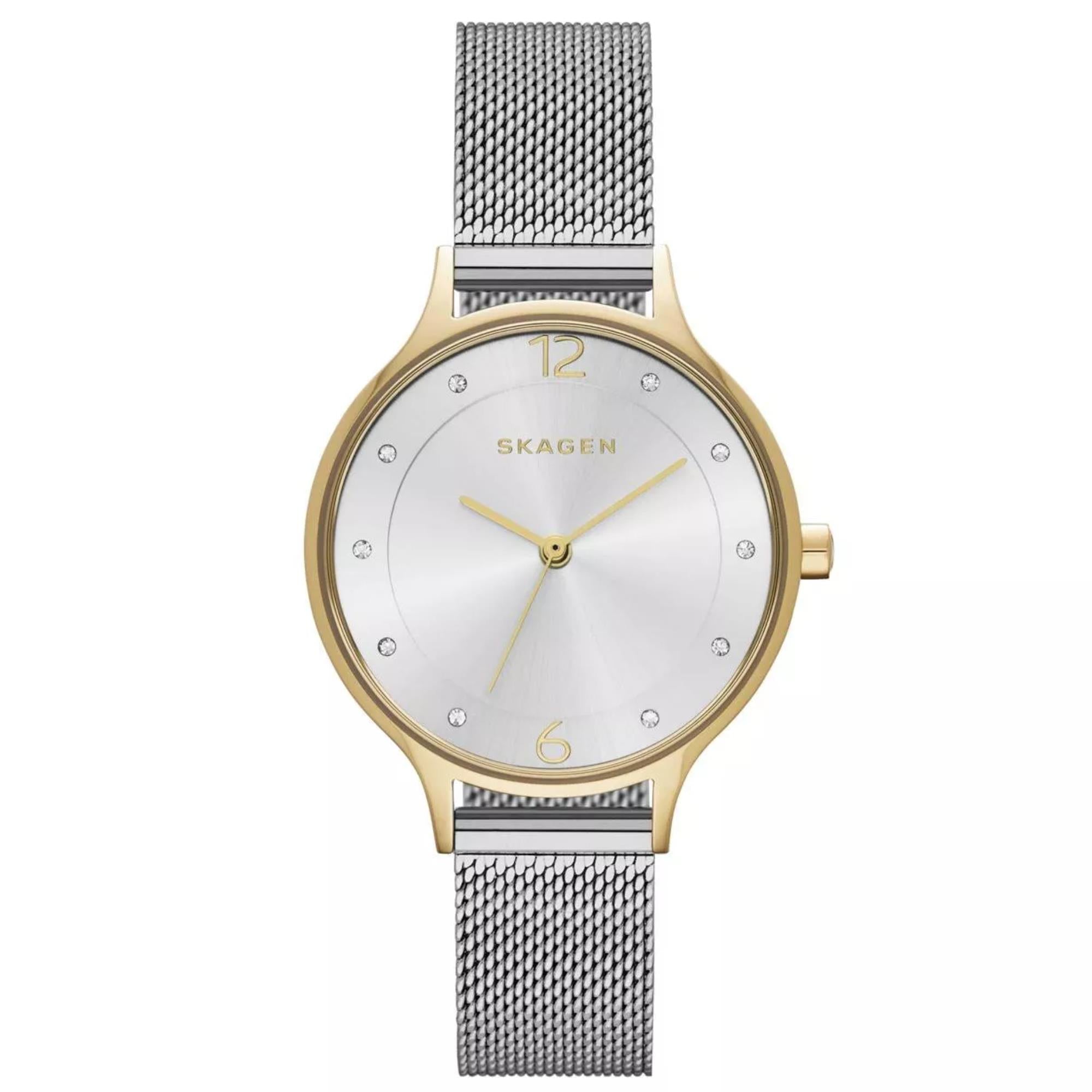Skagen Anita Lille Two-Tone Steel Mesh White Silver Women’s Watch SKW2340