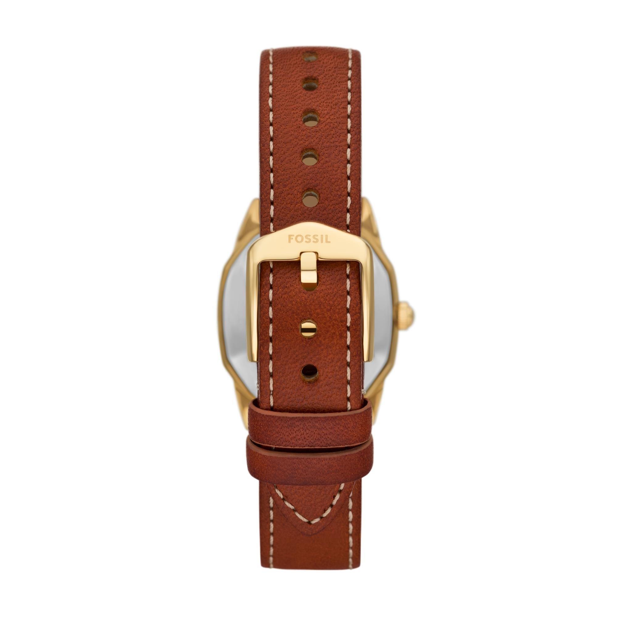 Fossil Harlow Three-Hand Brown Leather Cream Dial Women’s Watch ES5364