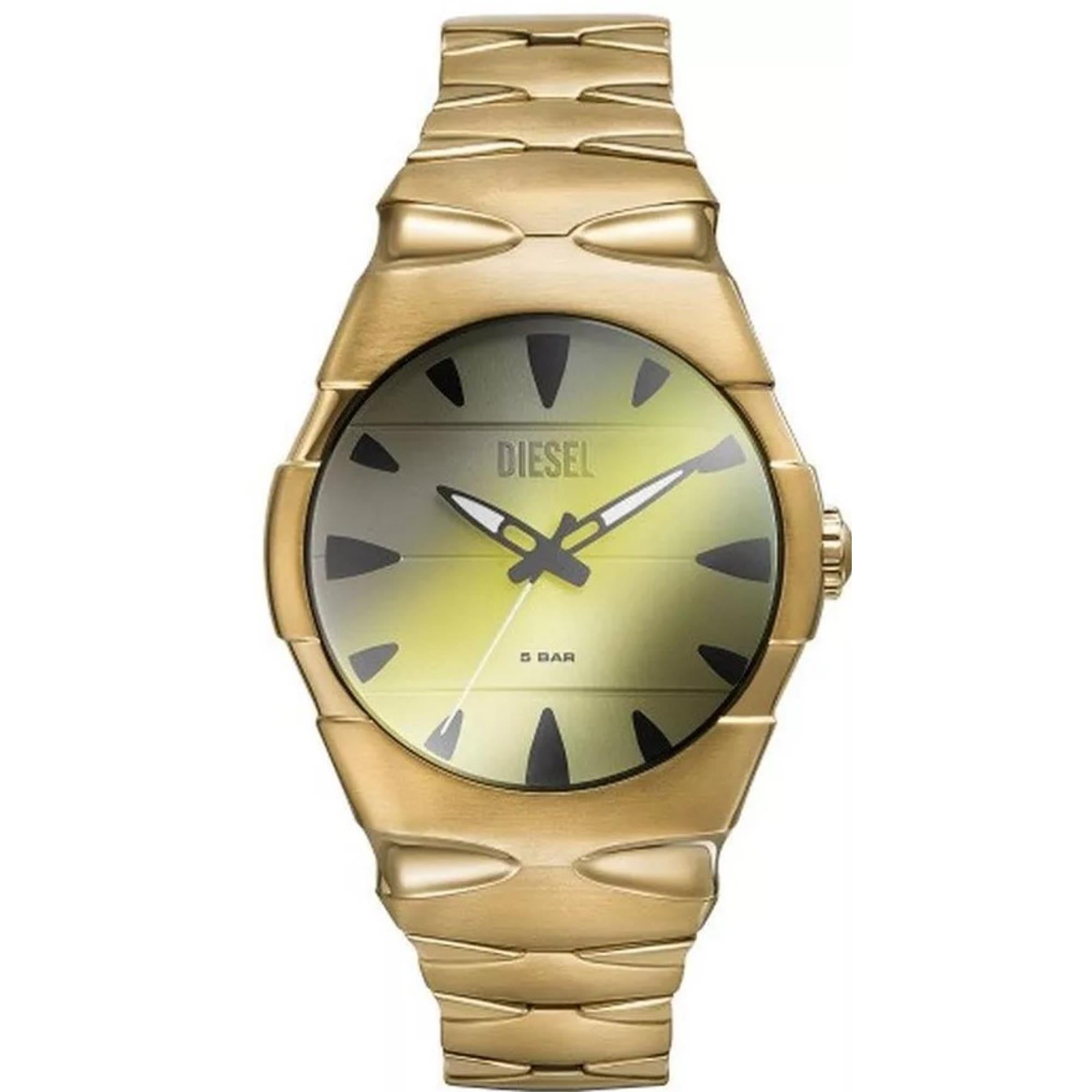 Diesel D-Sruptor Three-Hand Gold-Tone Stainless Steel Silver Dial Men’s Watch DZ2214