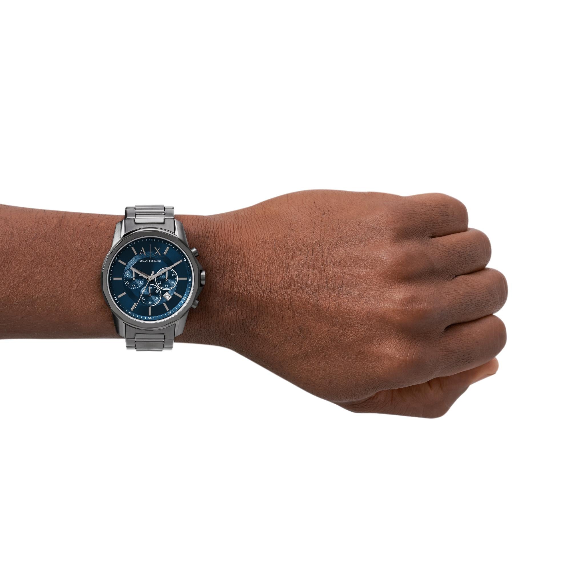 Armani Exchange Chronograph Gunmetal Stainless Steel Blue Dial Men’s Watch AX1731