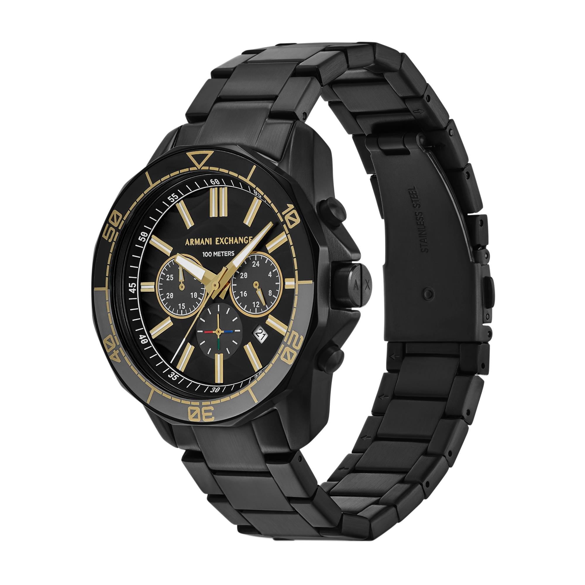 Armani Exchange Chronograph Black Dial Stainless Steel Men’s Watch AX1963