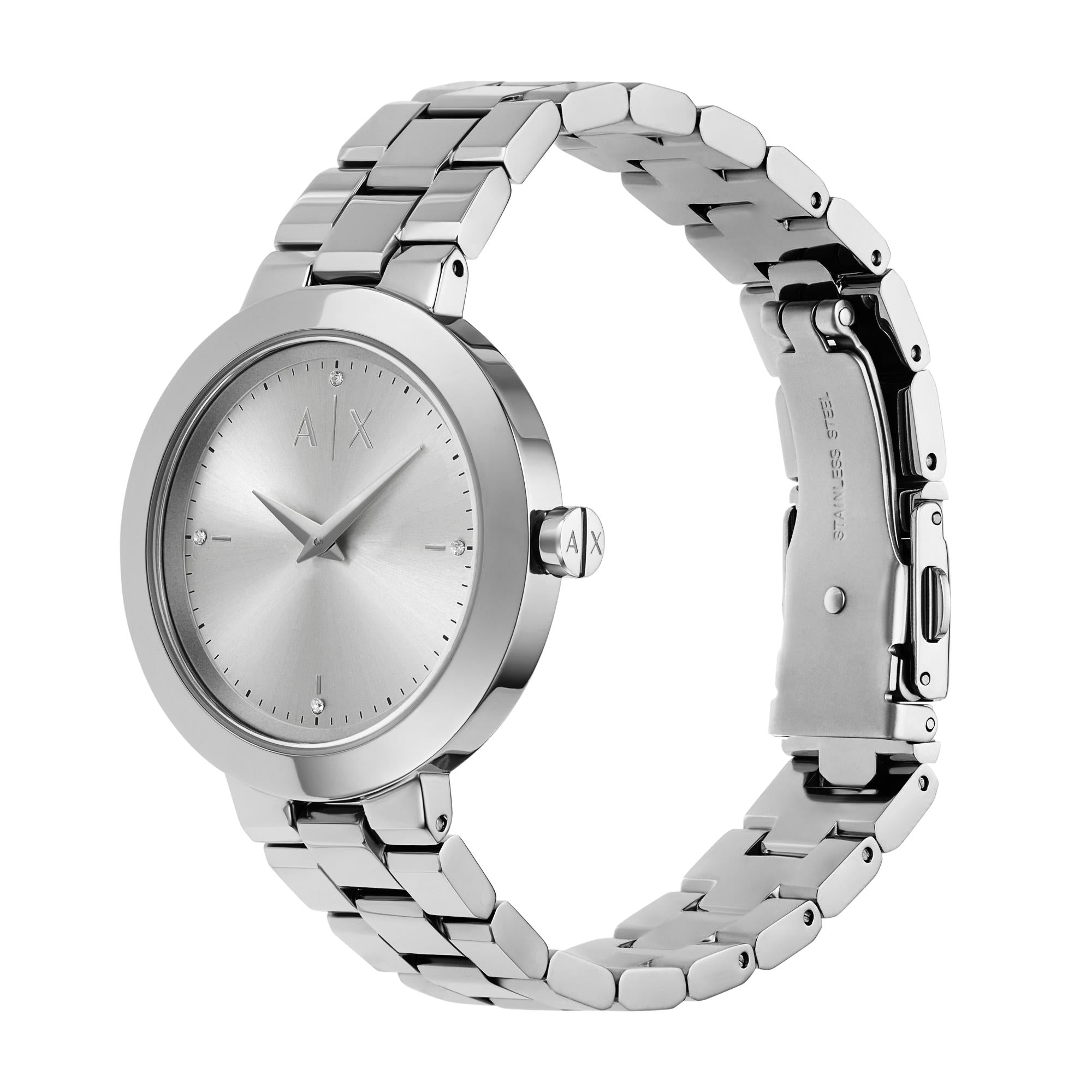 Armani Exchange Two-Hand Silver Dial Stainless Steel Women’s Watch AX5170