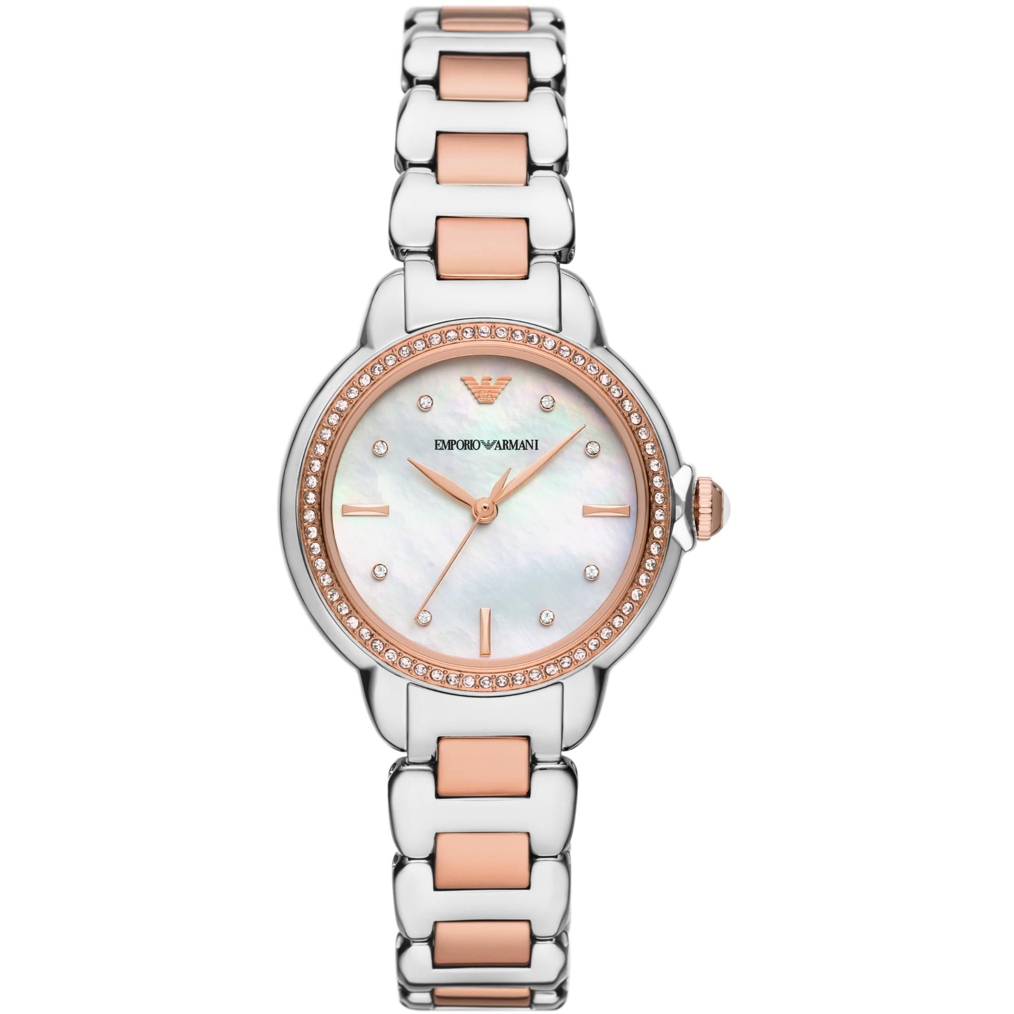 Emporio Armani Two-Tone Stainless Steel Mother-of-Pearl Dial Women’s Watch AR11569