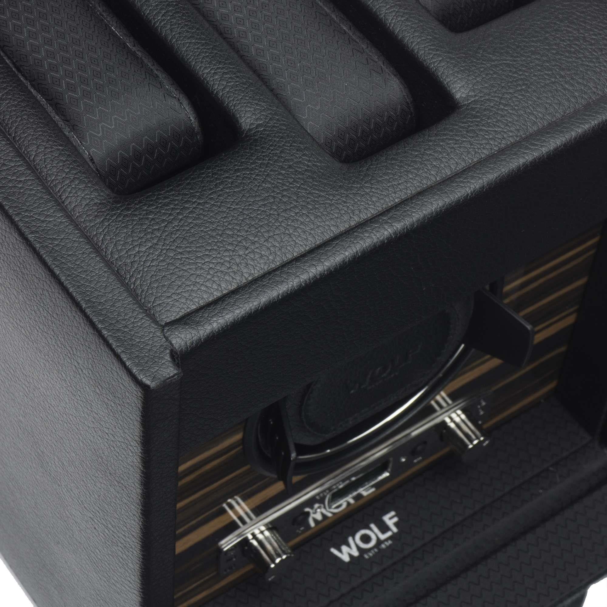 WOLF Roadster Ebony Macassar Single Watch Winder With Storage 457156