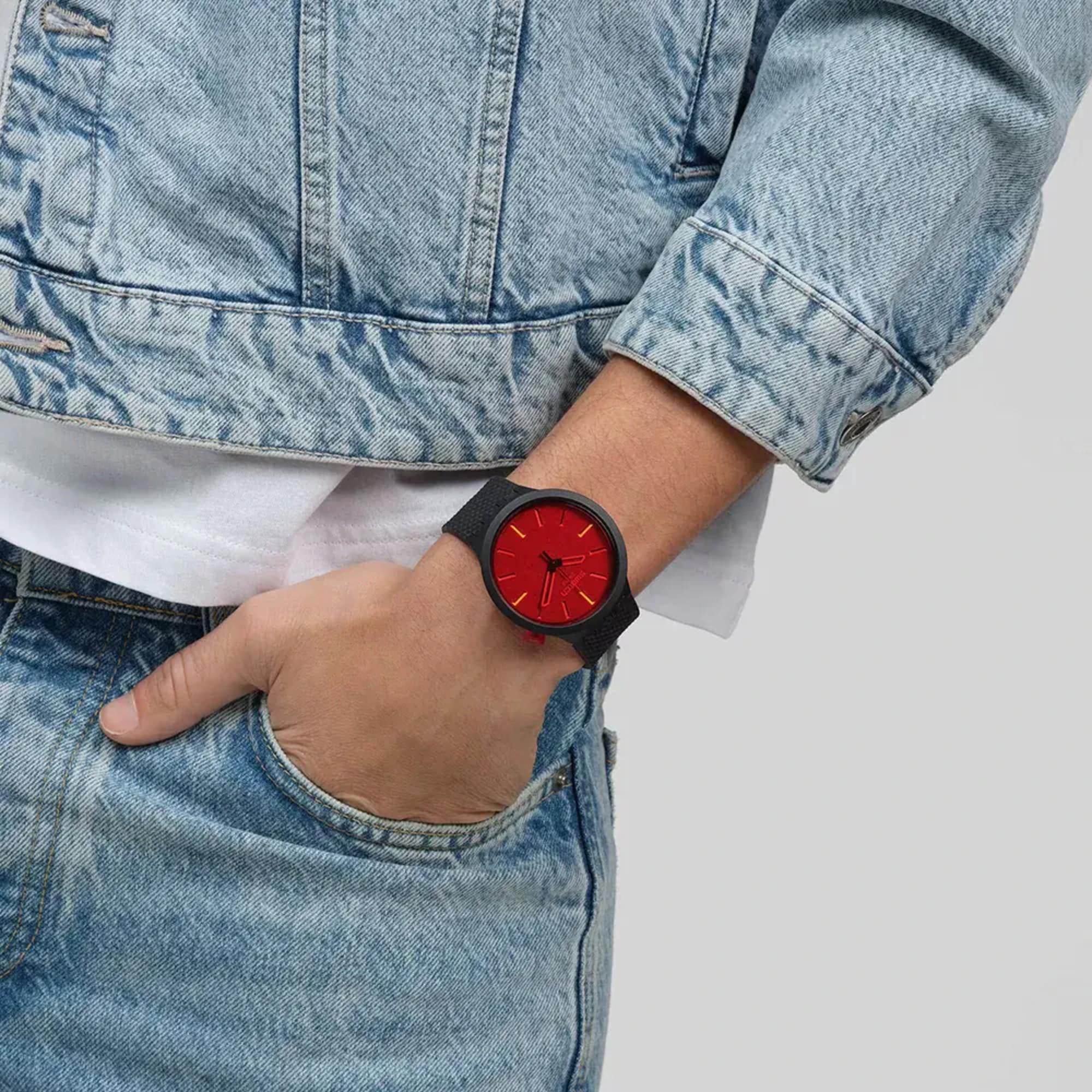 Swatch Big Bold Midnight Mode Red Dial Men’s Watch SB05B111