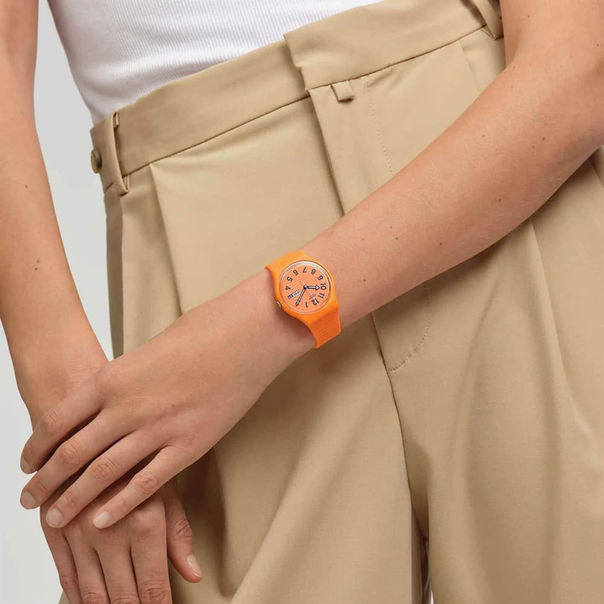 Swatch Trendy Lines In Sienna Orange Dial Unisex Watch SO28O703