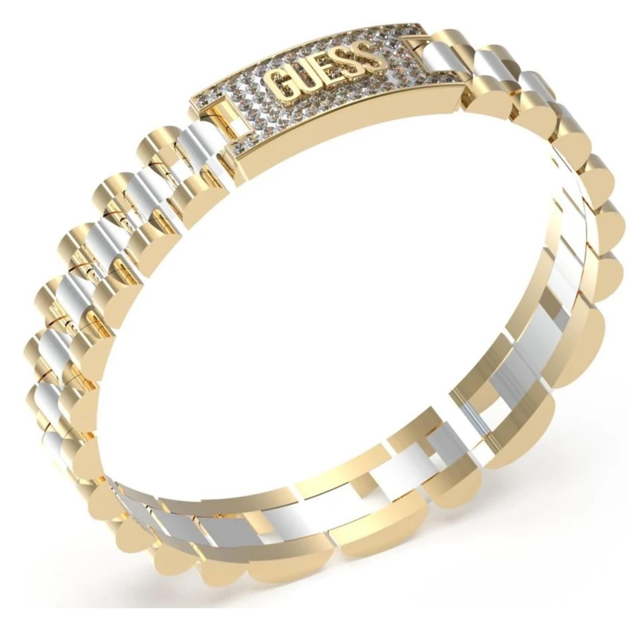 Guess Men’s Empire Steel & Gold-Plated Tag Bracelet UMB03200YGST