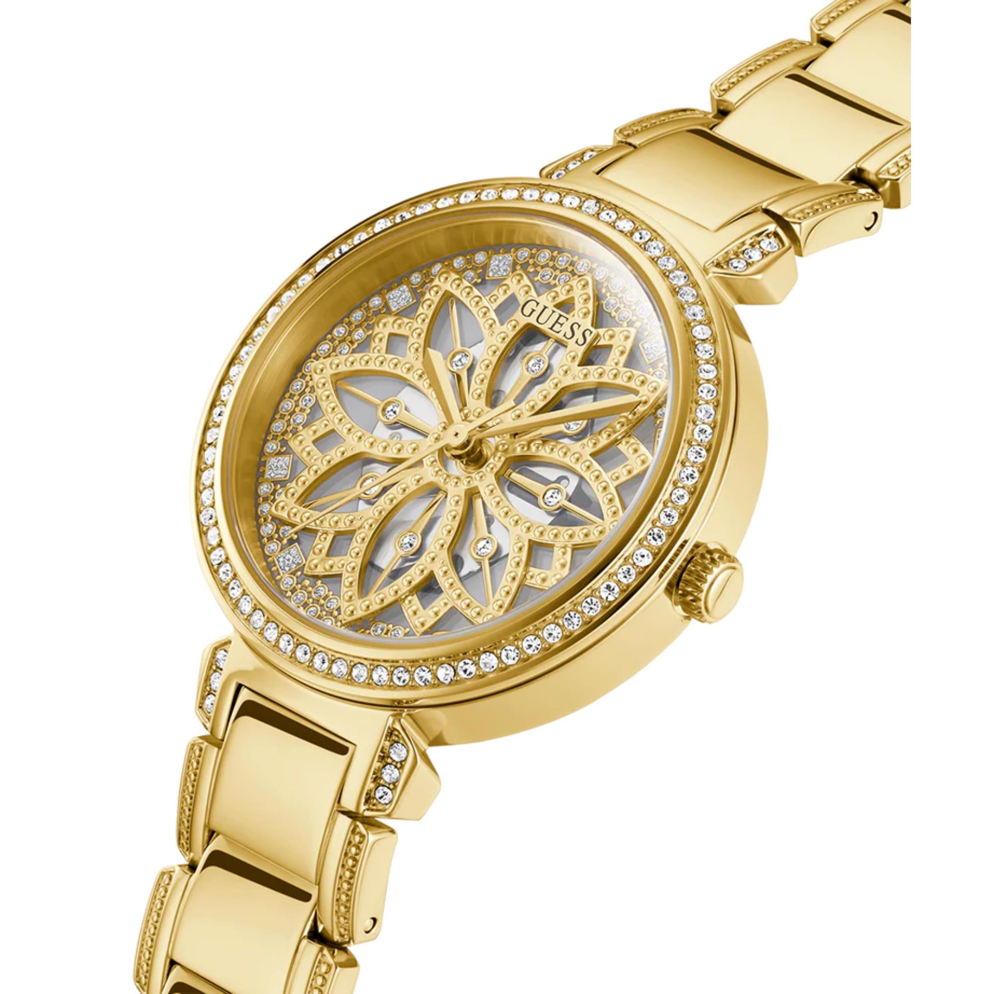GUESS Women's Gold Tone Analog Champagne Dial Watch - GW0528L2