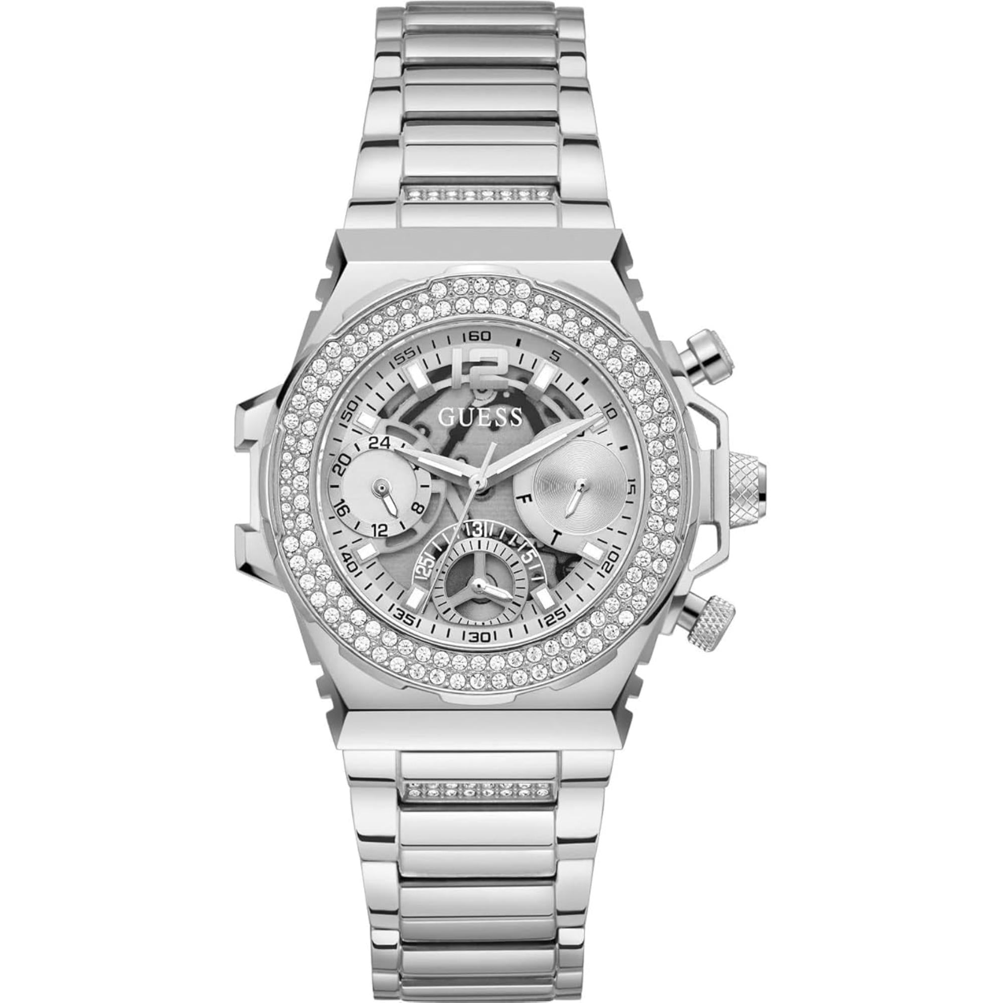 GUESS Fusion Stone Set Silver Dial Ladies Watch GW0552L1