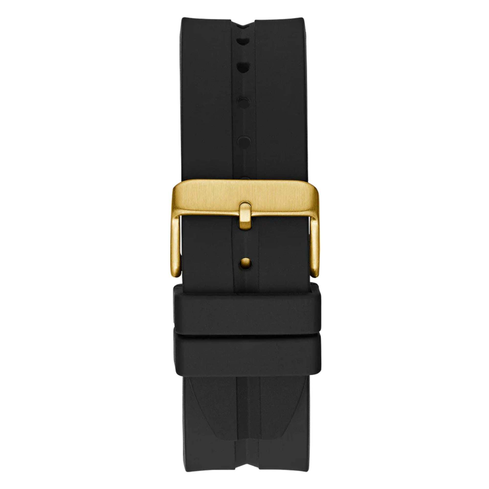 Guess Men's Leo Black Dial Black Silicone Strap Watch GW0637G2