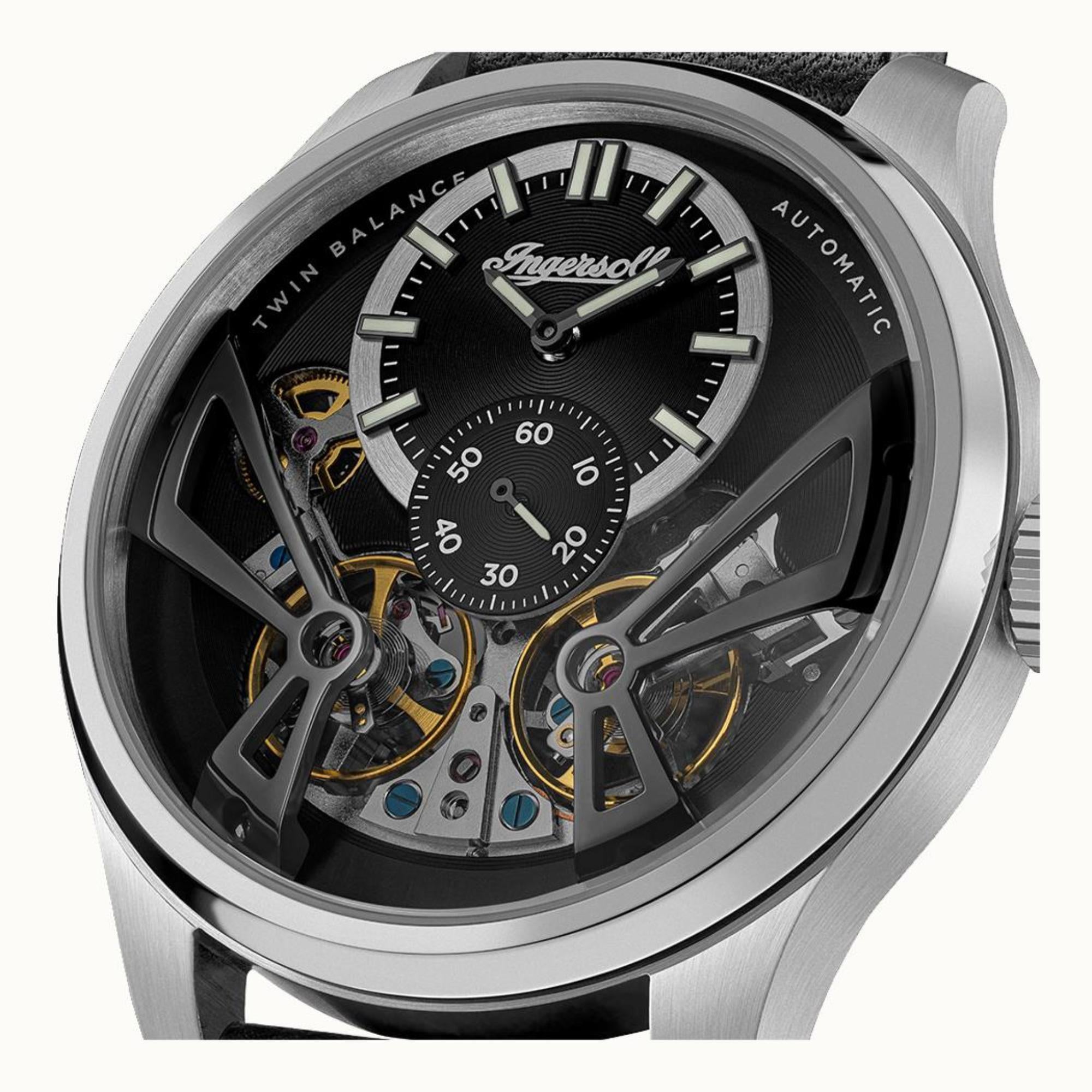 Ingersoll 1892 The Naismith Automatic Black Dial Leather Strap Men's Watch I16101