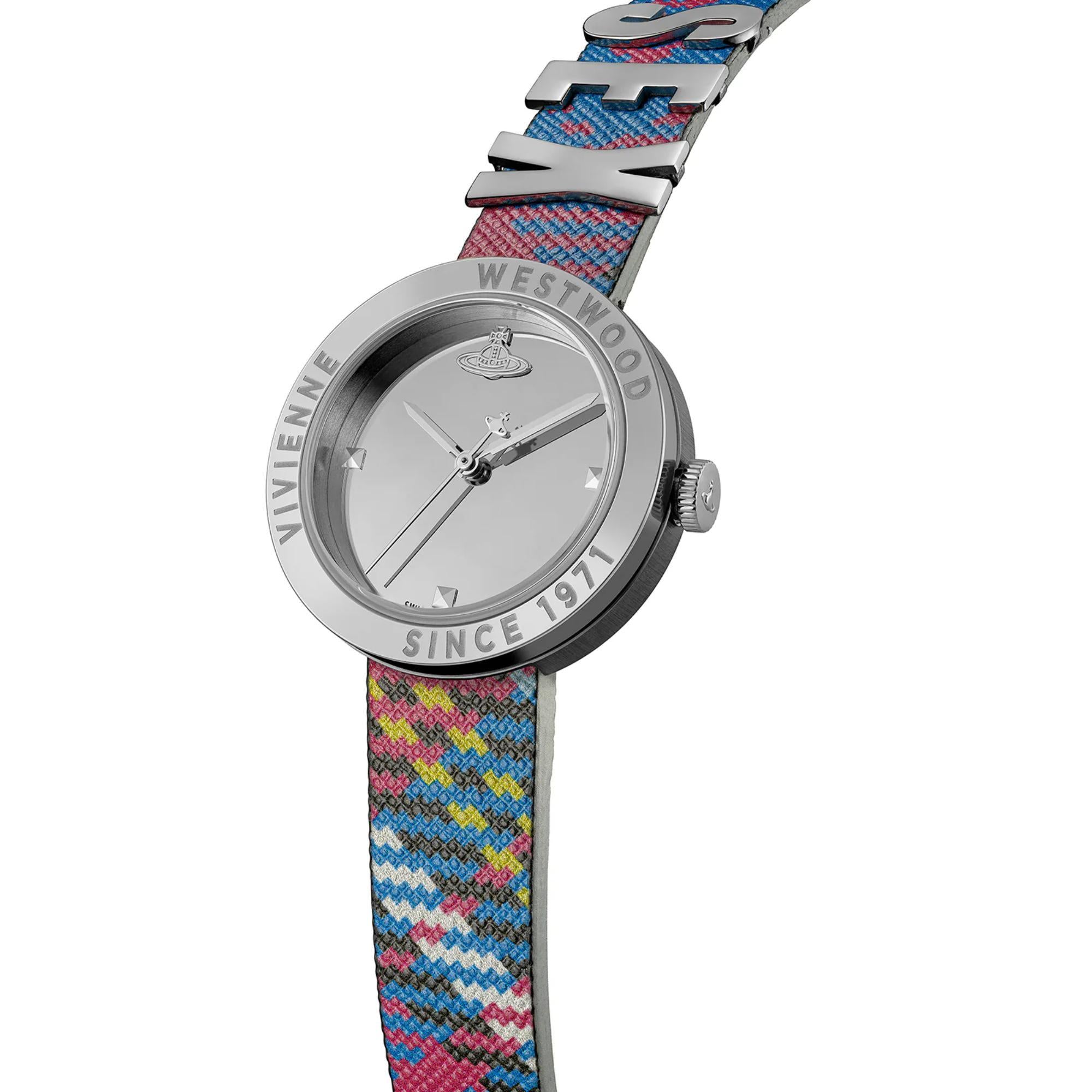 Vivienne Westwood Rebel Silver Dial Synthetic Leather Strap Women's Watch VV303SLMT