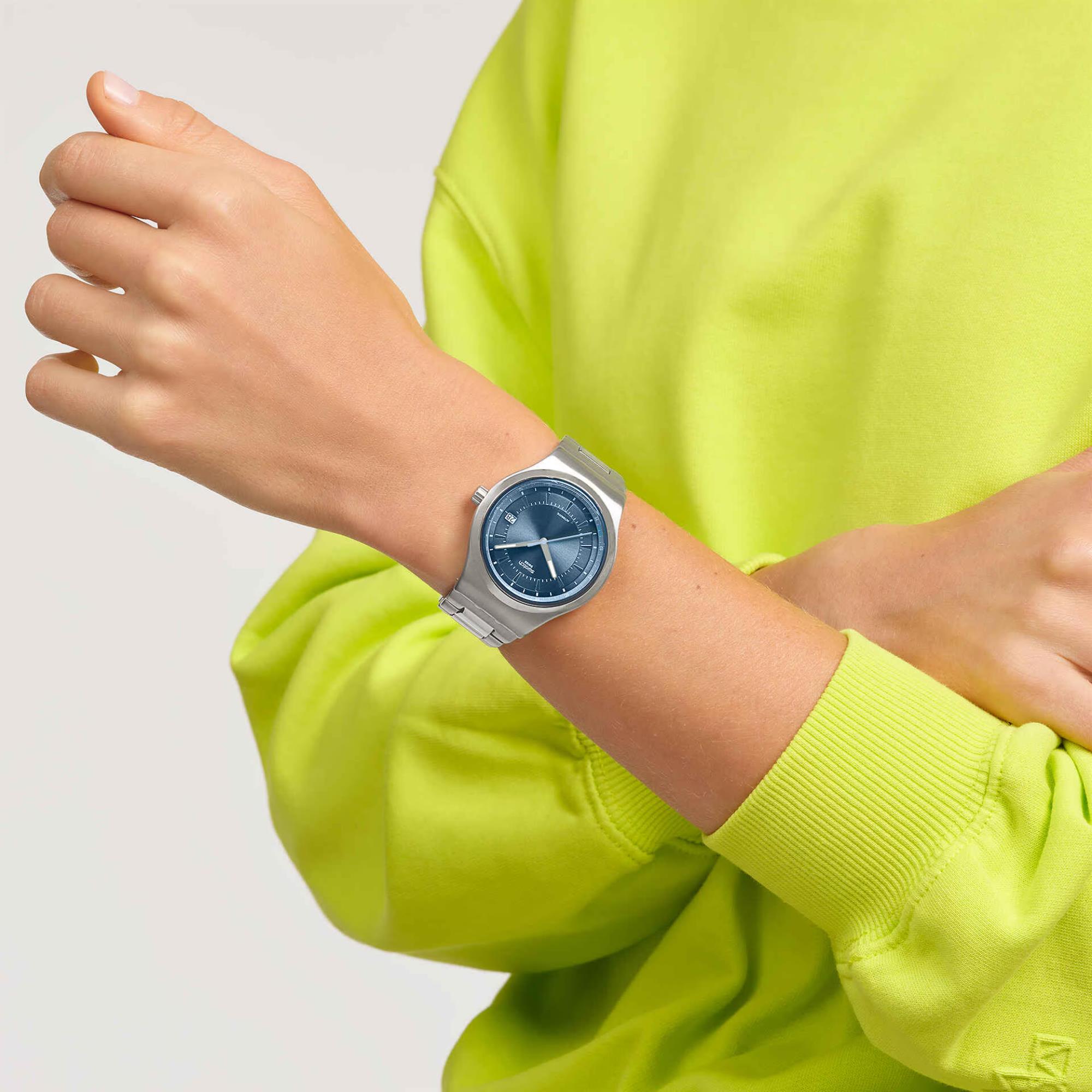 Swatch Shimmer At Dusk Unisex Blue Dial Watch YIS435G