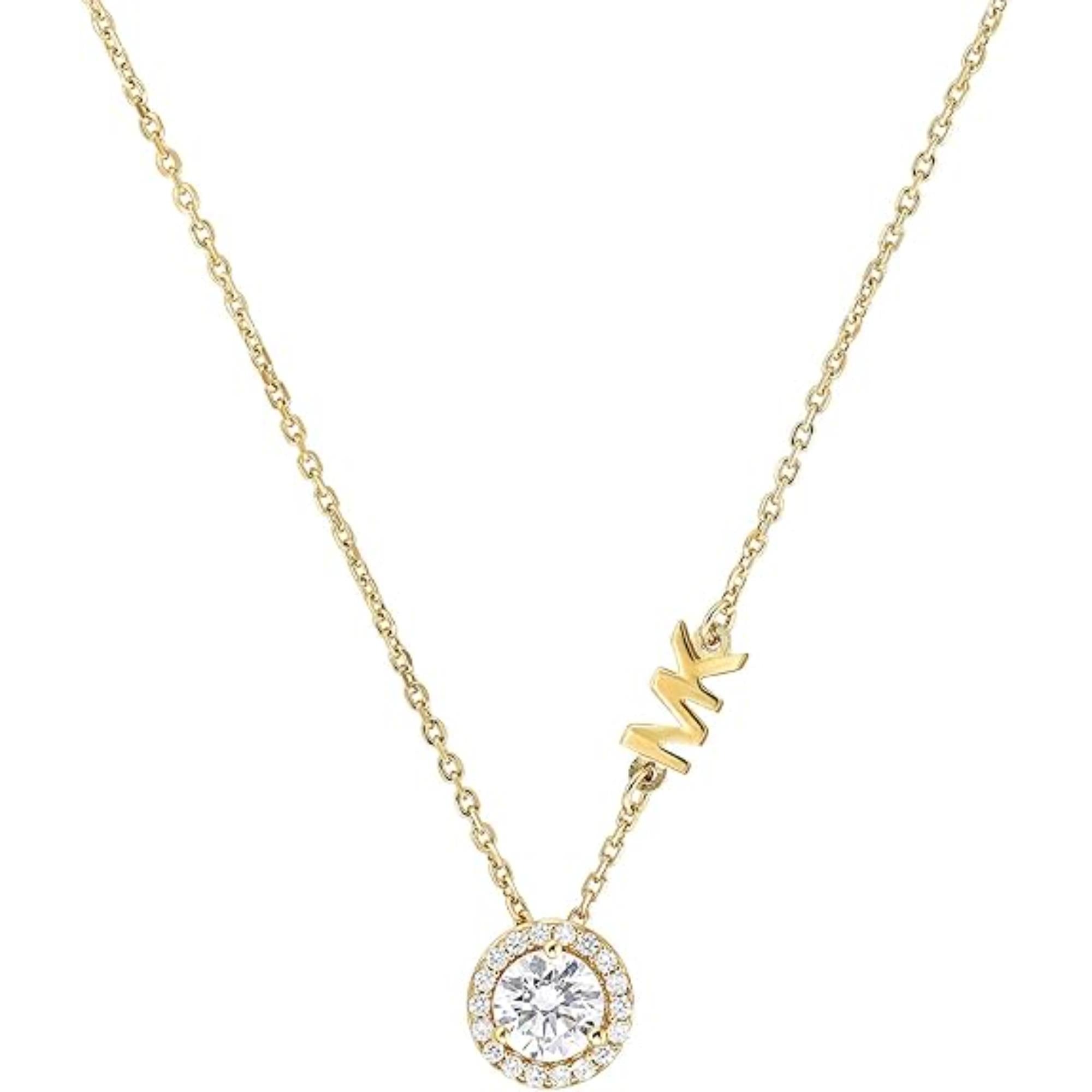 Michael Kors 14k Gold-Plated Sterling Silver CZ Pendant Women's Necklace MKC1208AN710