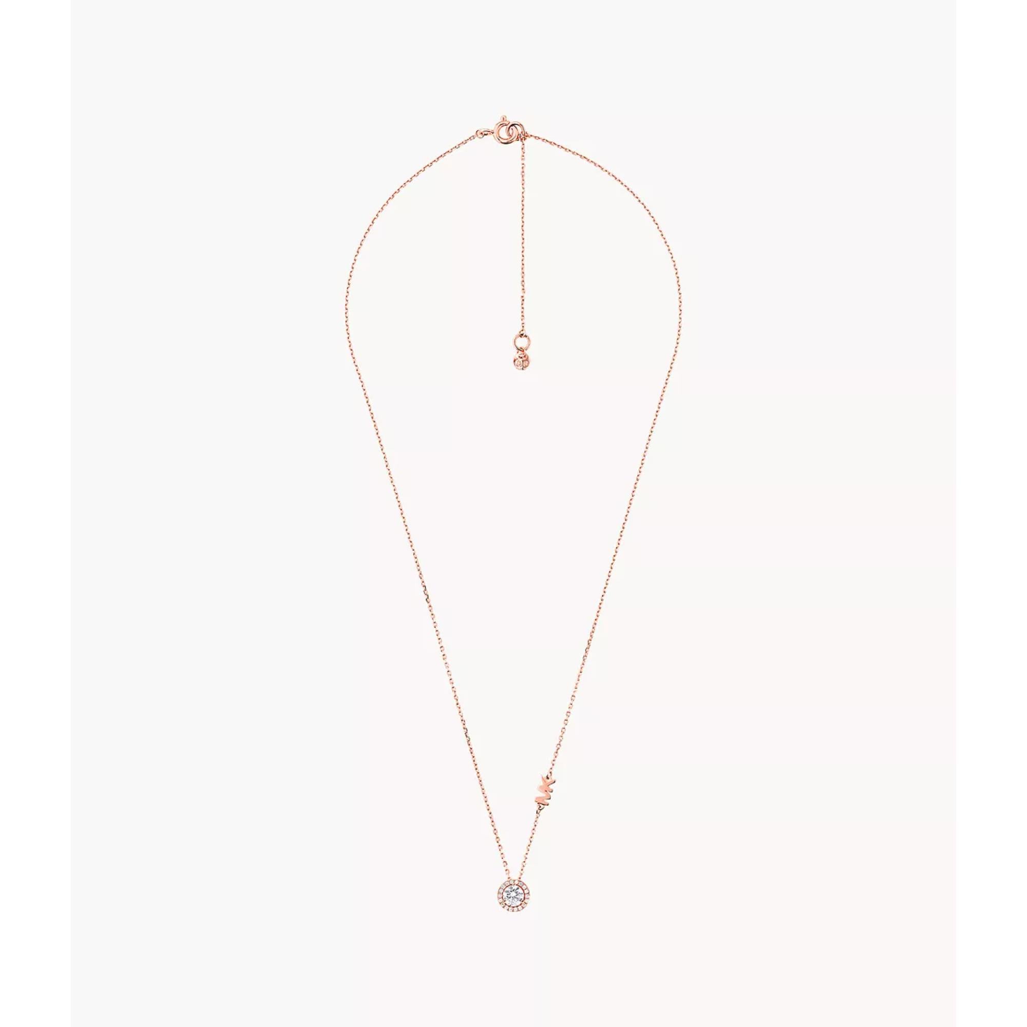 Michael Kors 14k Rose Gold-Plated Sterling Silver CZ Pendant Women's Necklace MKC1208AN791