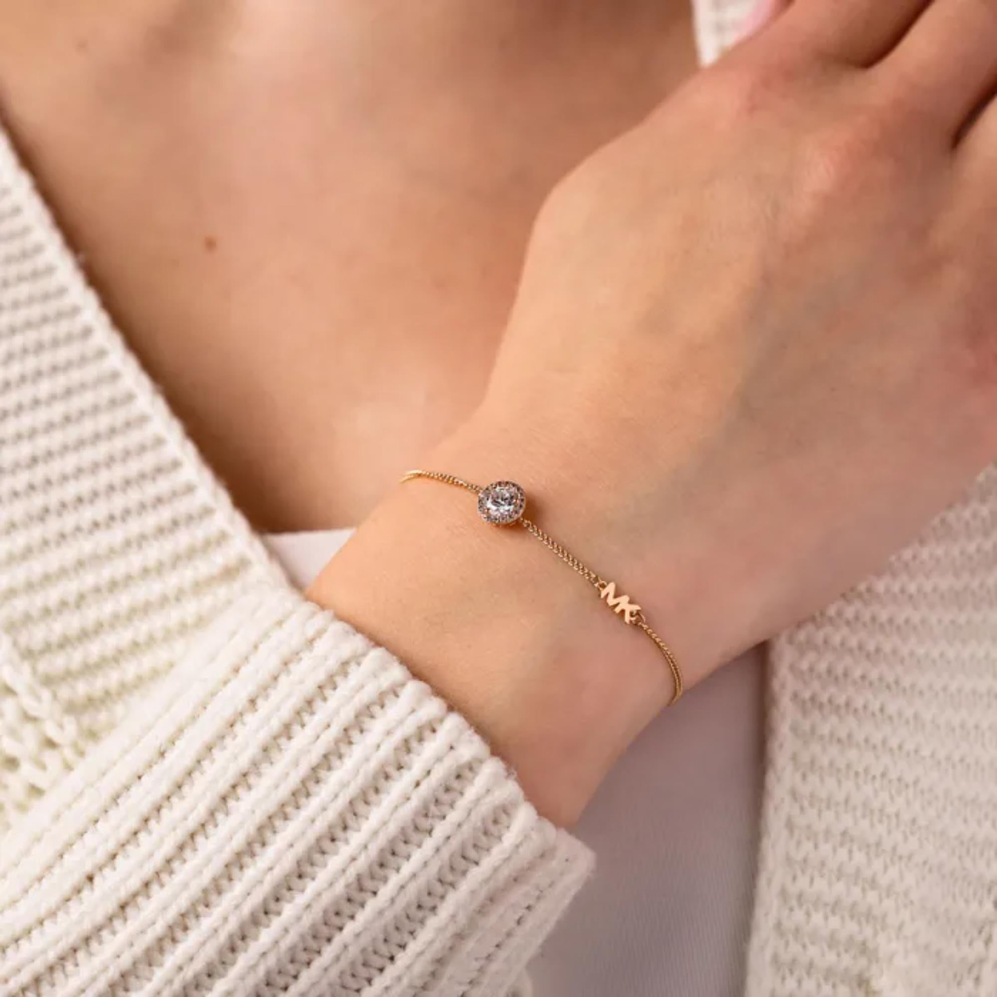 Michael Kors 14k Rose Gold- Plated Sterling Silver Halo Slider Women’s Bracelet  MKC1206AN791