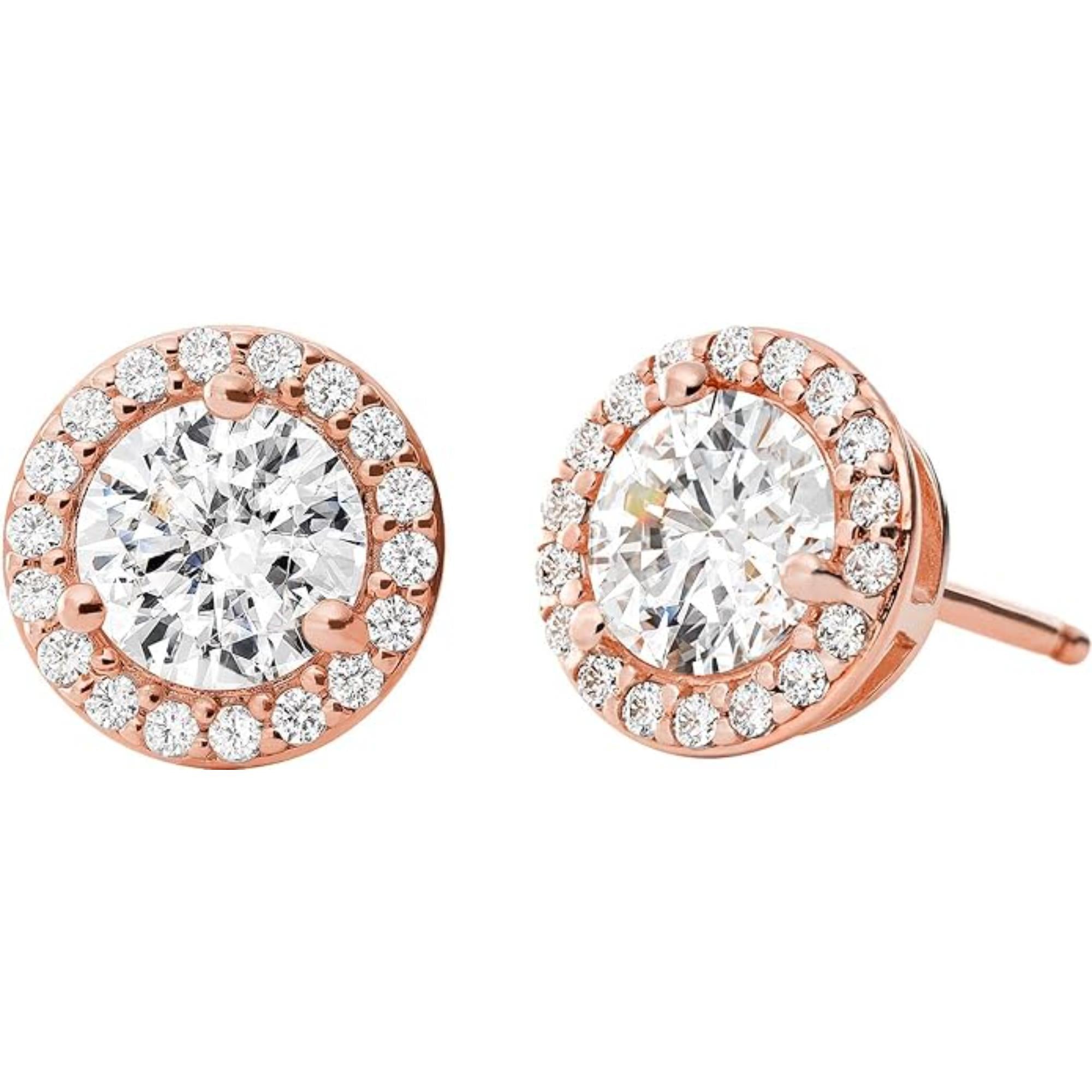 Michael Kors Women's 14k Rose Gold-plated Sterling Silver Cz Halo Studs MKC1035AN791