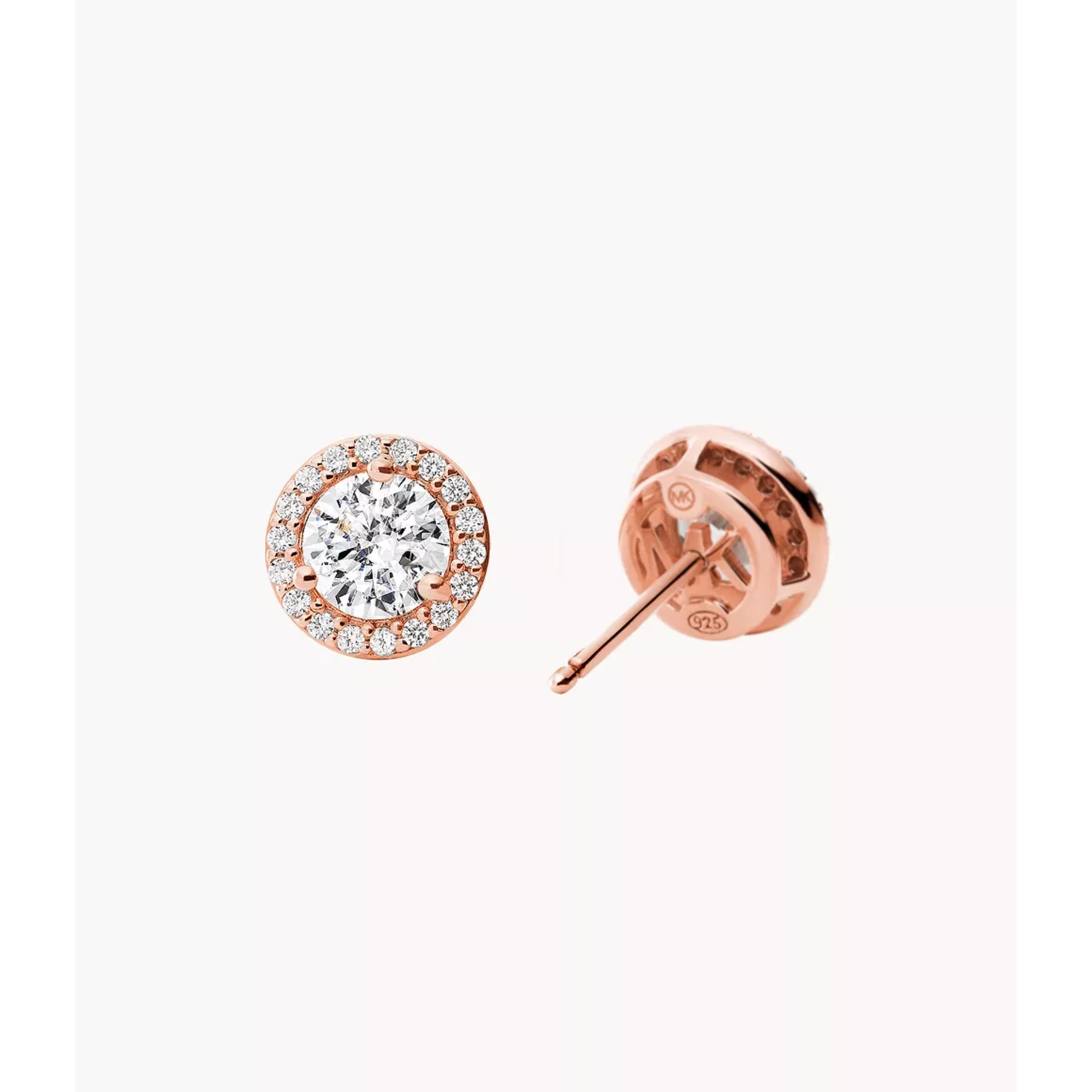 Michael Kors Women's 14k Rose Gold-plated Sterling Silver Cz Halo Studs MKC1035AN791