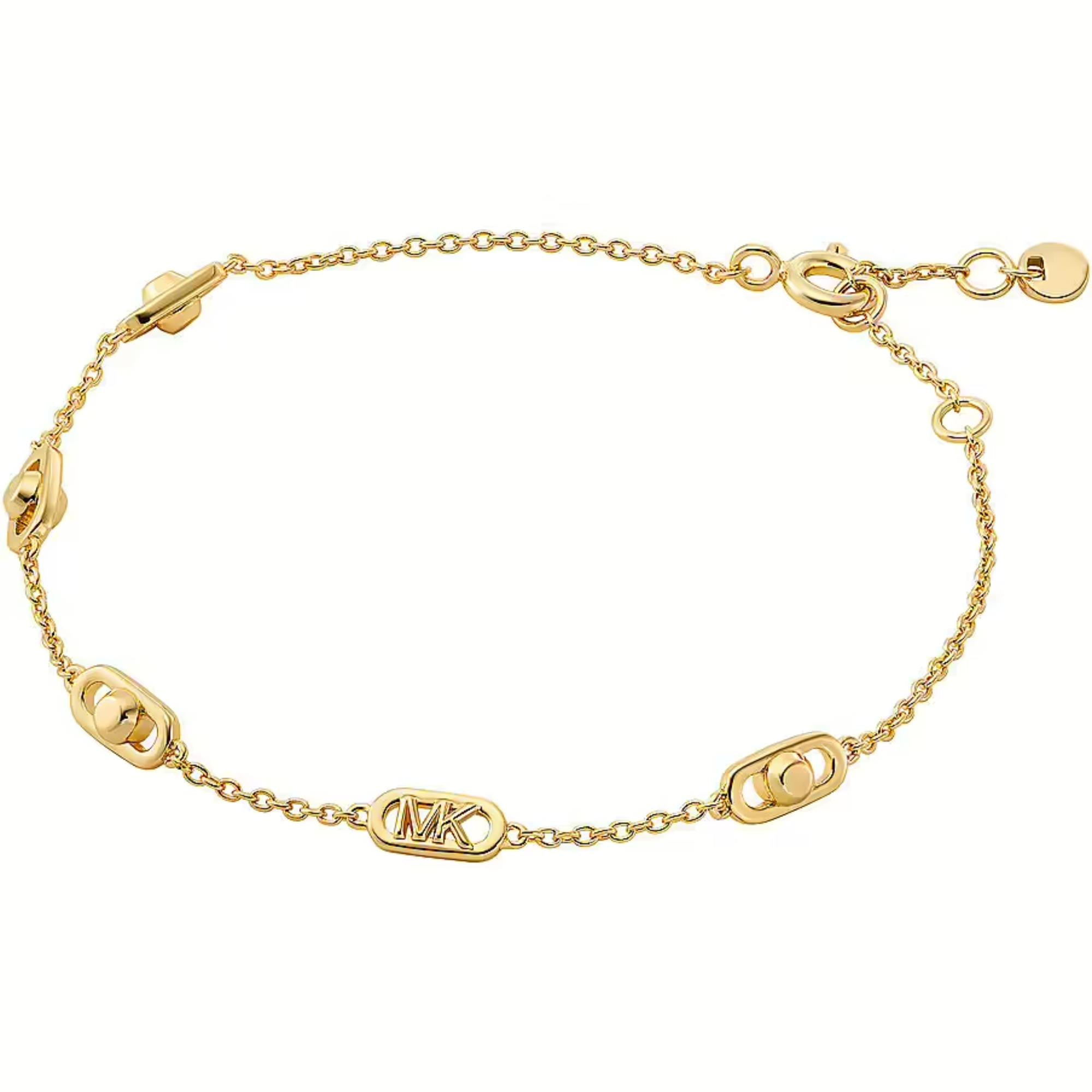 Michael Kors 14K Gold-Plated Sterling Silver Astor Link Station Women's Bracelet MKC173600710