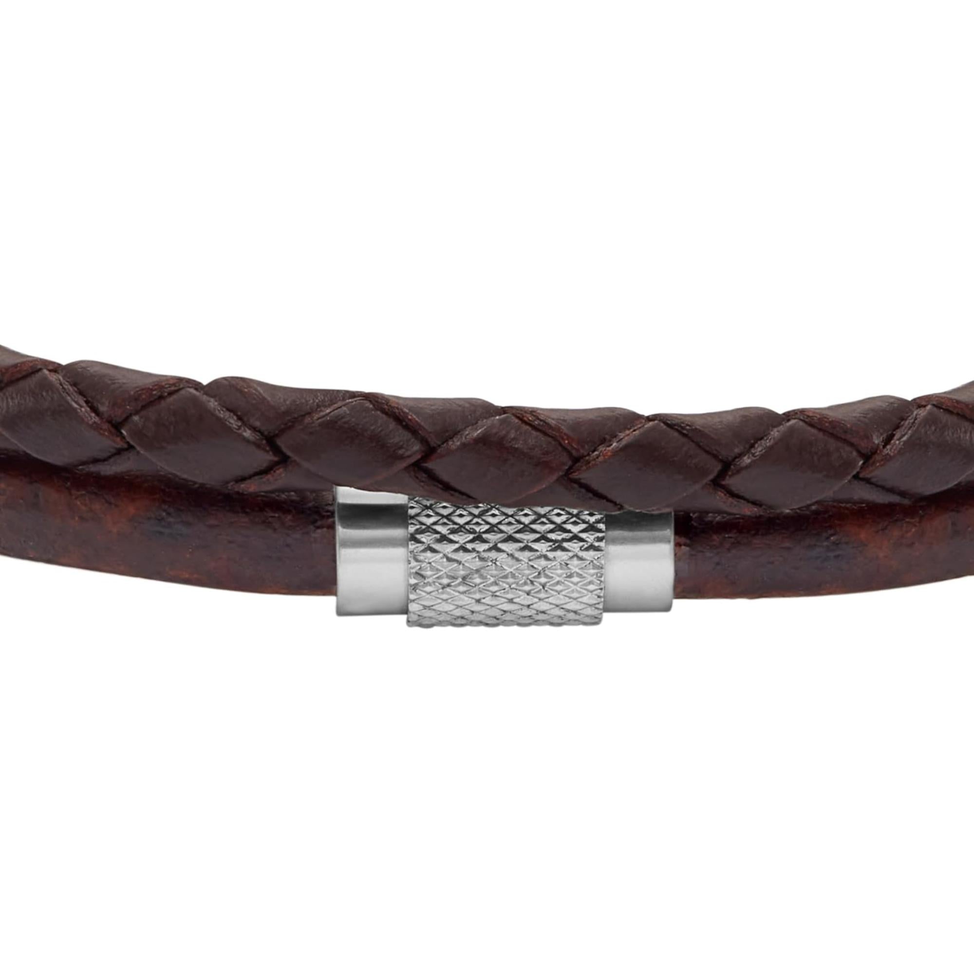 Fossil All Stacked Up Brown Leather Multi-Strand Men's Bracelet JF04702040