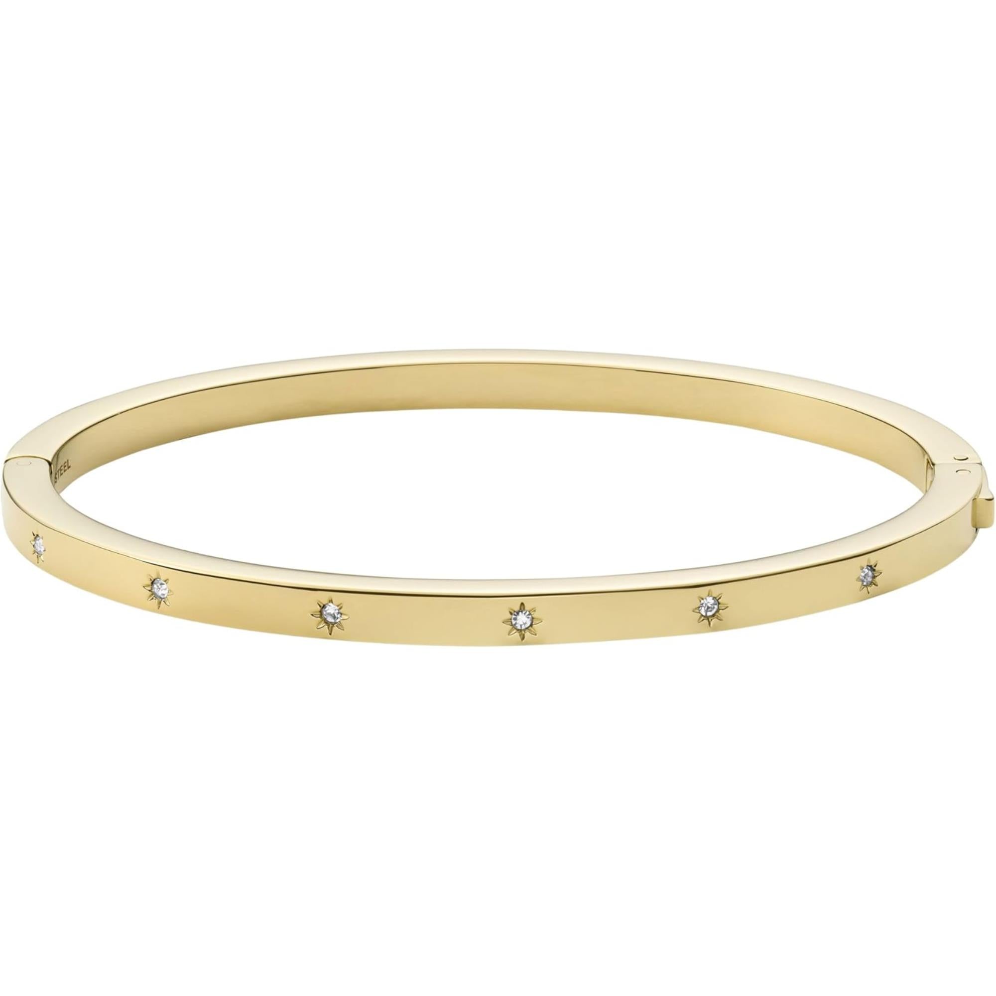 Fossil Sadie Shine Bright Gold-Tone Stainless Steel Cuff Women's Bracelet JF03872710