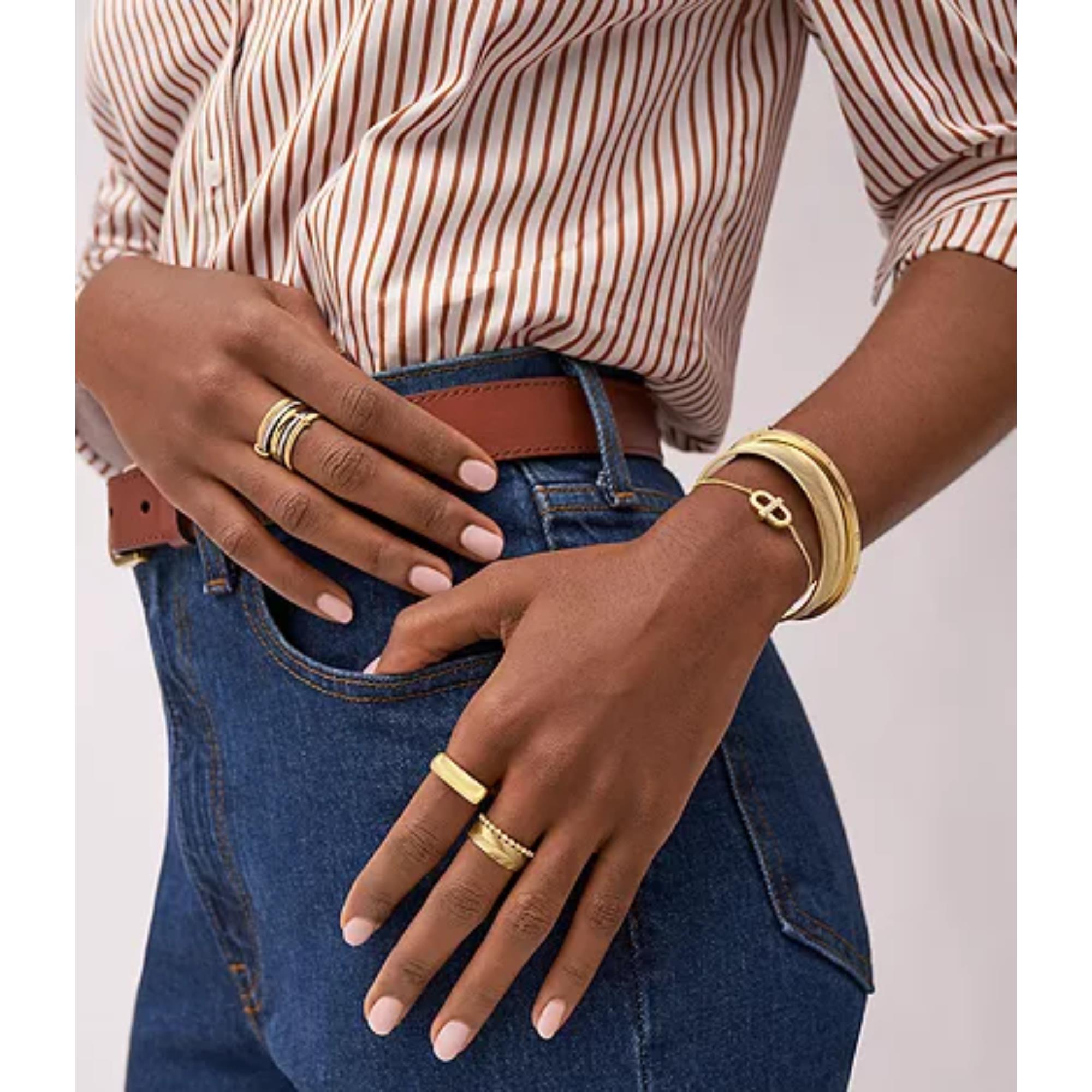 Fossil Sadie Shine Bright Gold-Tone Stainless Steel Cuff Women's Bracelet JF03872710