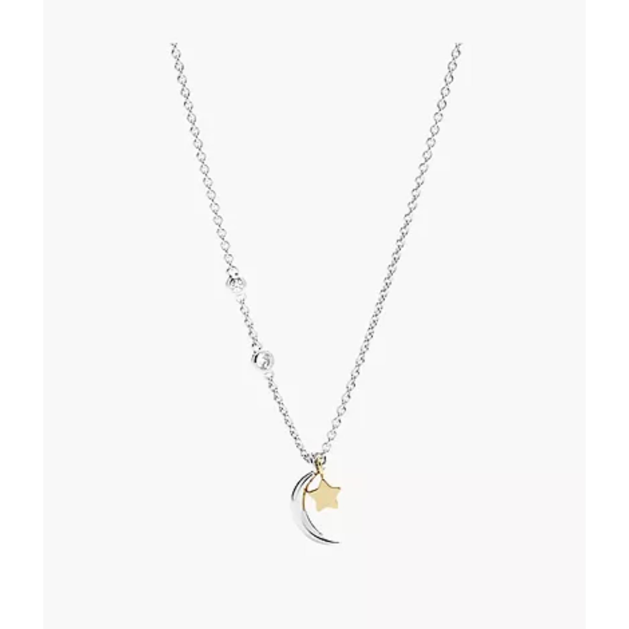 Fossil Sterling Silver Star and Crescent Moon Women's Necklace JFS00432998
