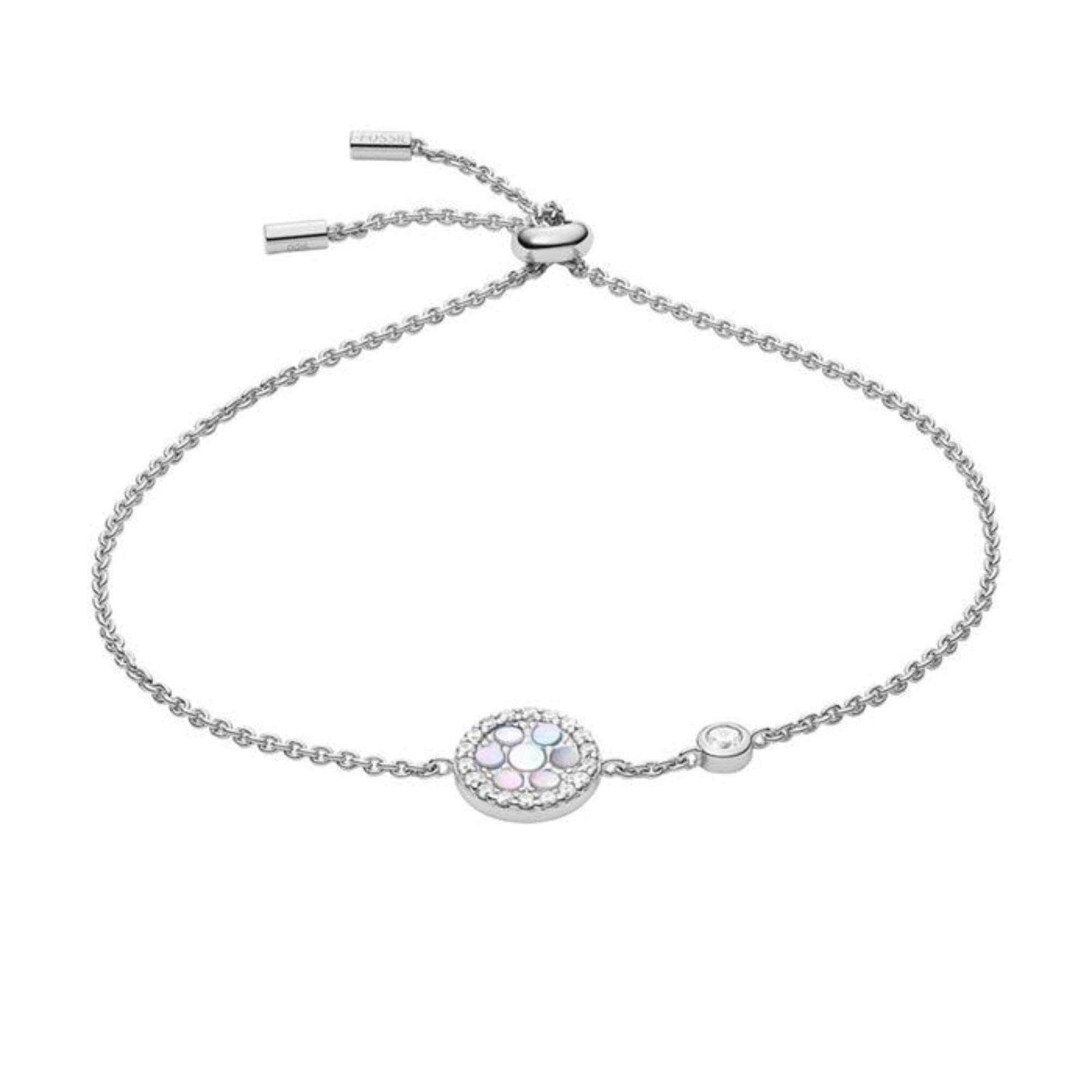 Fossil Sterling Mother-of-Pearl Sterling Silver Station Women's Bracelet JFS00519040