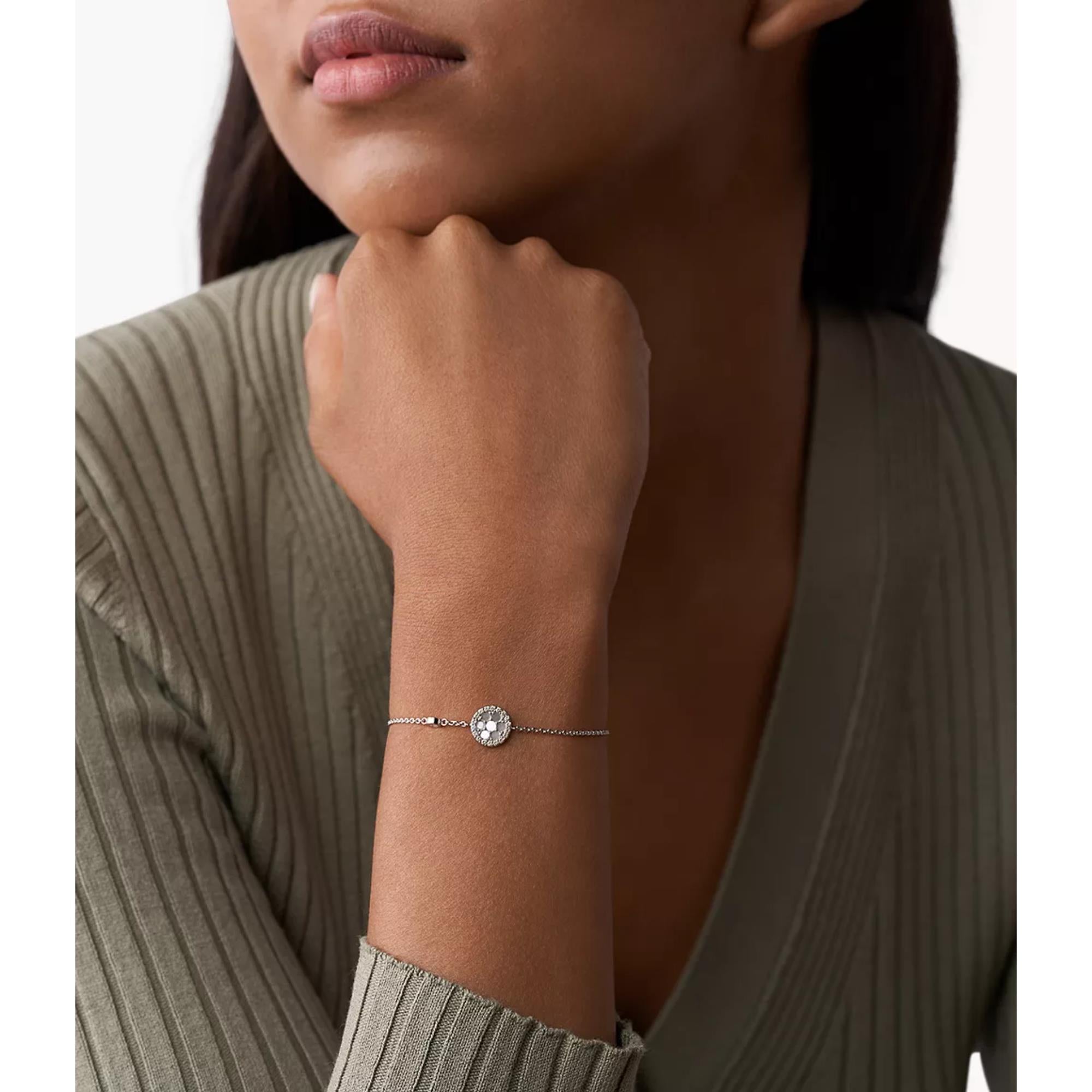 Fossil Sterling Mother-of-Pearl Sterling Silver Station Women's Bracelet JFS00519040