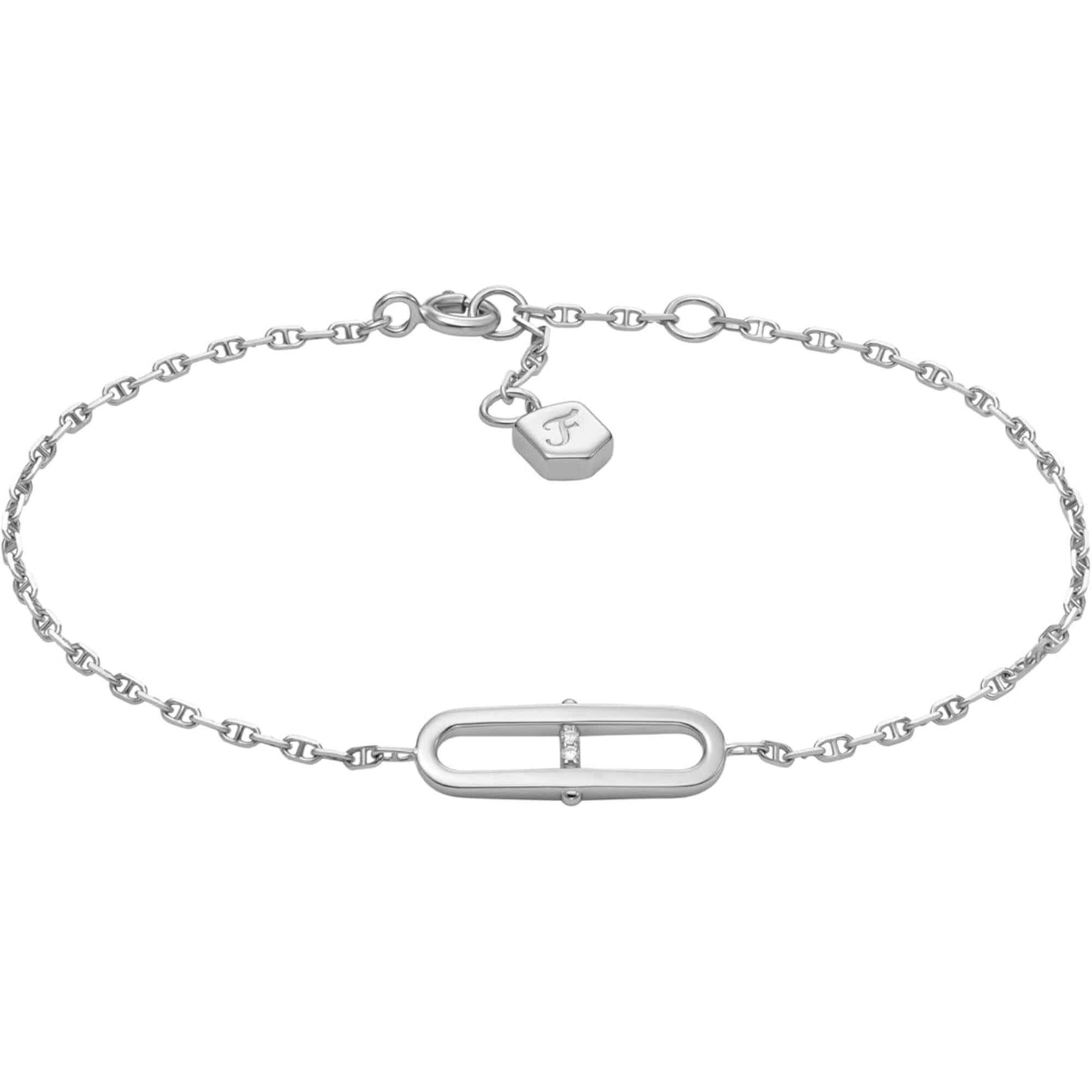 Fossil Sterling Heritage Sterling Silver Station Women's Bracelet JFS00637040