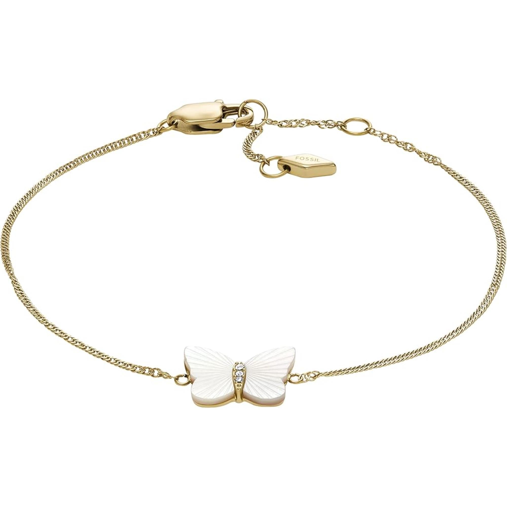 Fossil Sutton Radiant Wings White Mother-of-Pearl Butterfly Chain Ladies Bracelet JF04425710