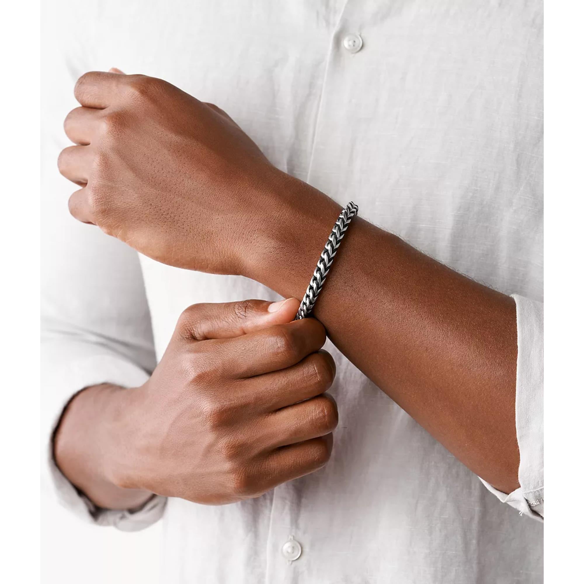 Skagen Hulsten Silver-Tone Stainless Steel and Black Nylon Men's Bracelet SKJM0170040