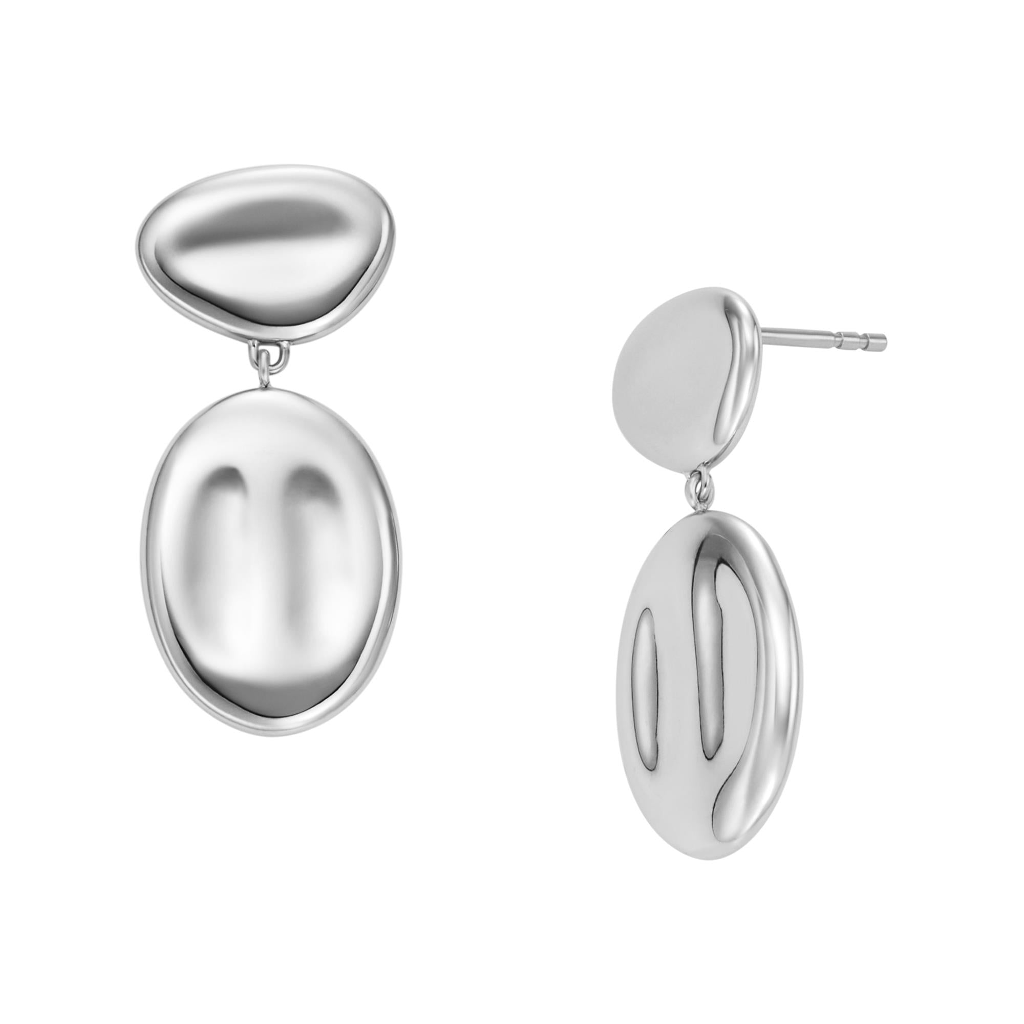 Skagen Anja Pebble Silver Stainless Steel Drop Women's Earrings SKJ1852040