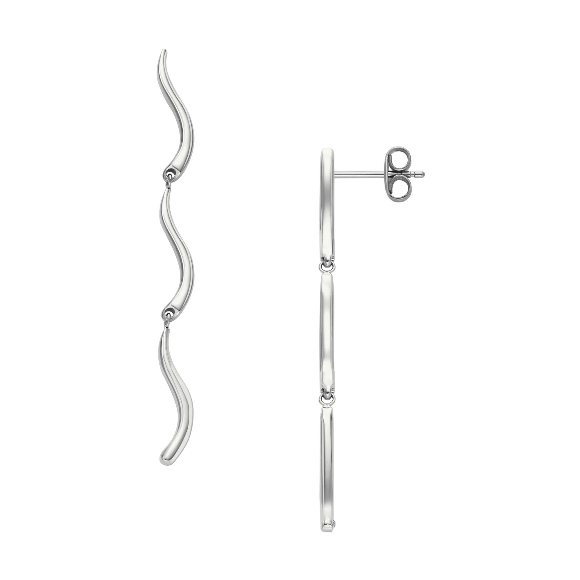 Skagen Kariana Waves Stainless Steel Long Drop Women's Earrings SKJ1792040