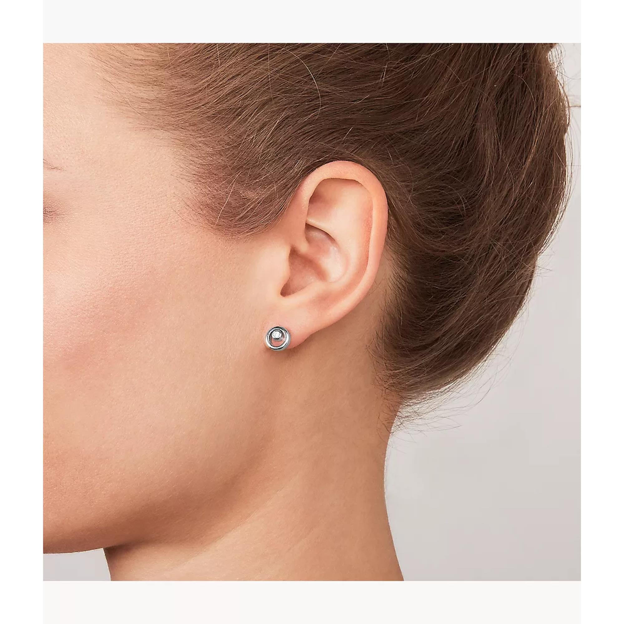 Skagen Linje Modern Silver-Tone Circle Stud Women's Earrings SKJ0836040