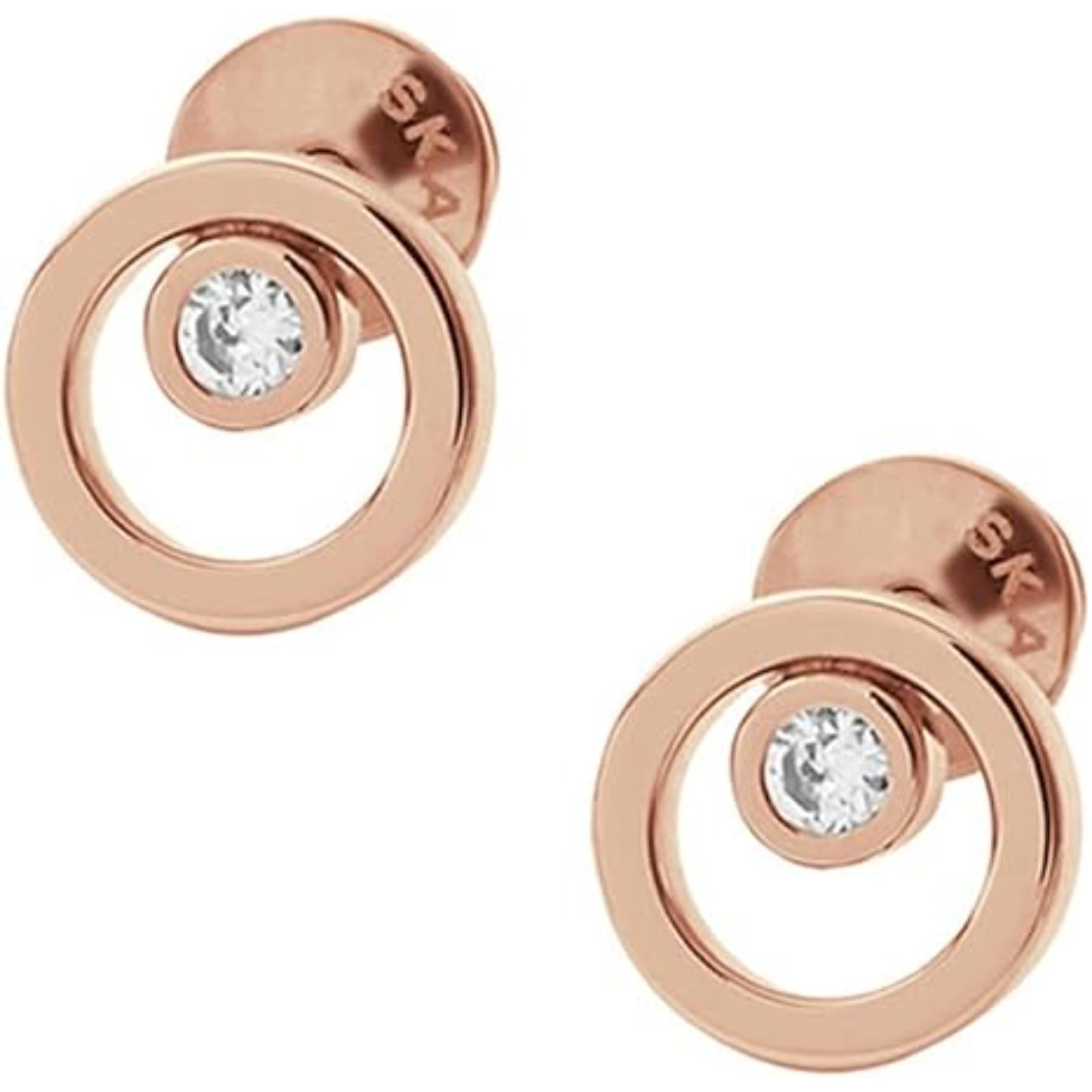 Skagen Linje Modern Rose Gold-Tone Circle Stud Women's Earrings SKJ0853791
