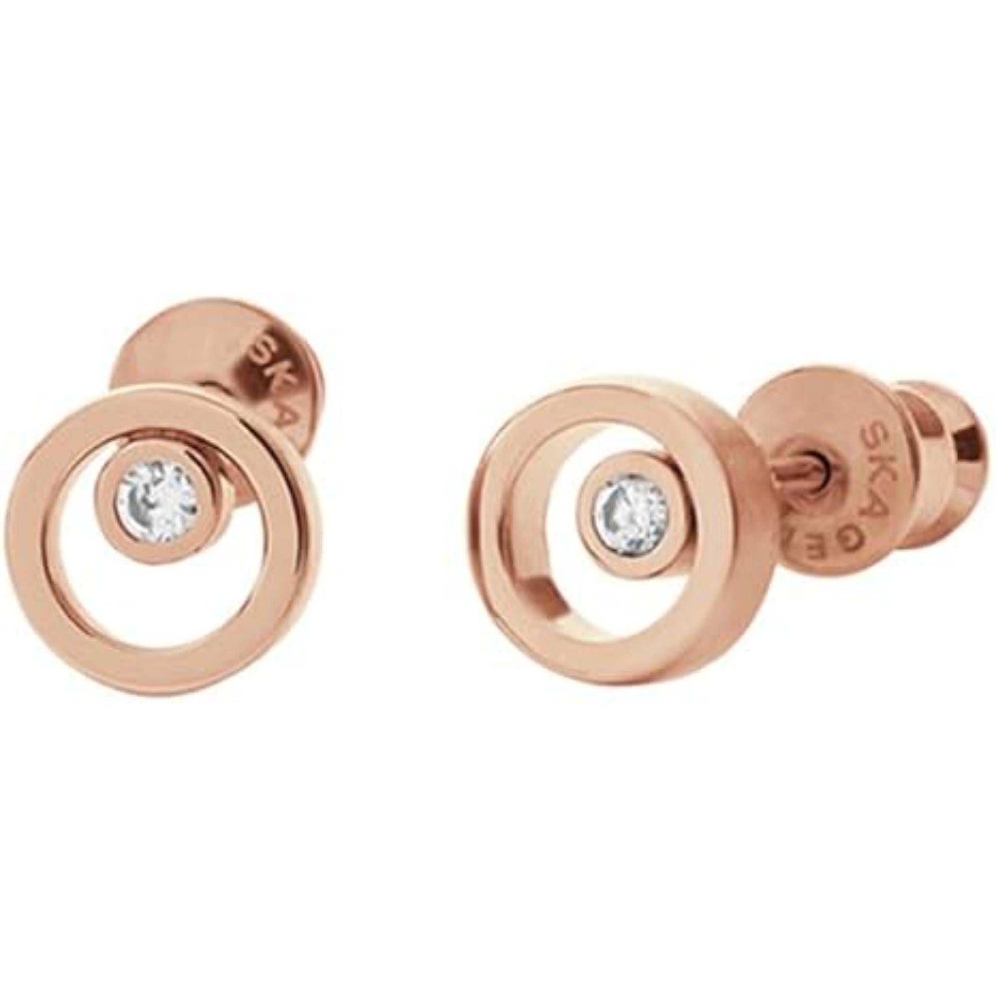 Skagen Linje Modern Rose Gold-Tone Circle Stud Women's Earrings SKJ0853791