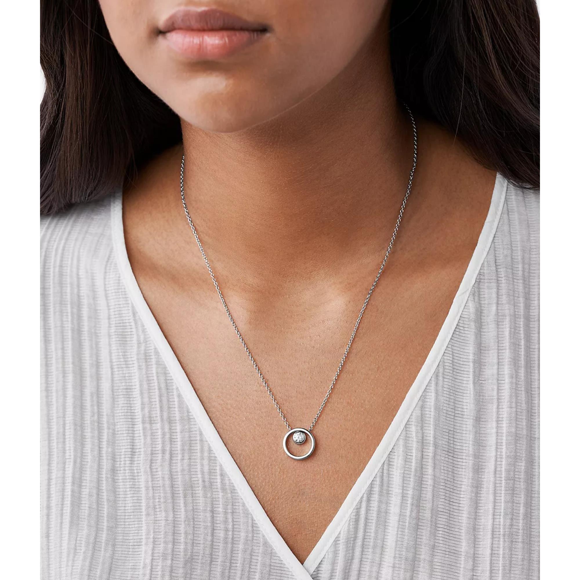 Skagen Linje Modern Silver-Tone Circle Women's Necklace SKJ0833040