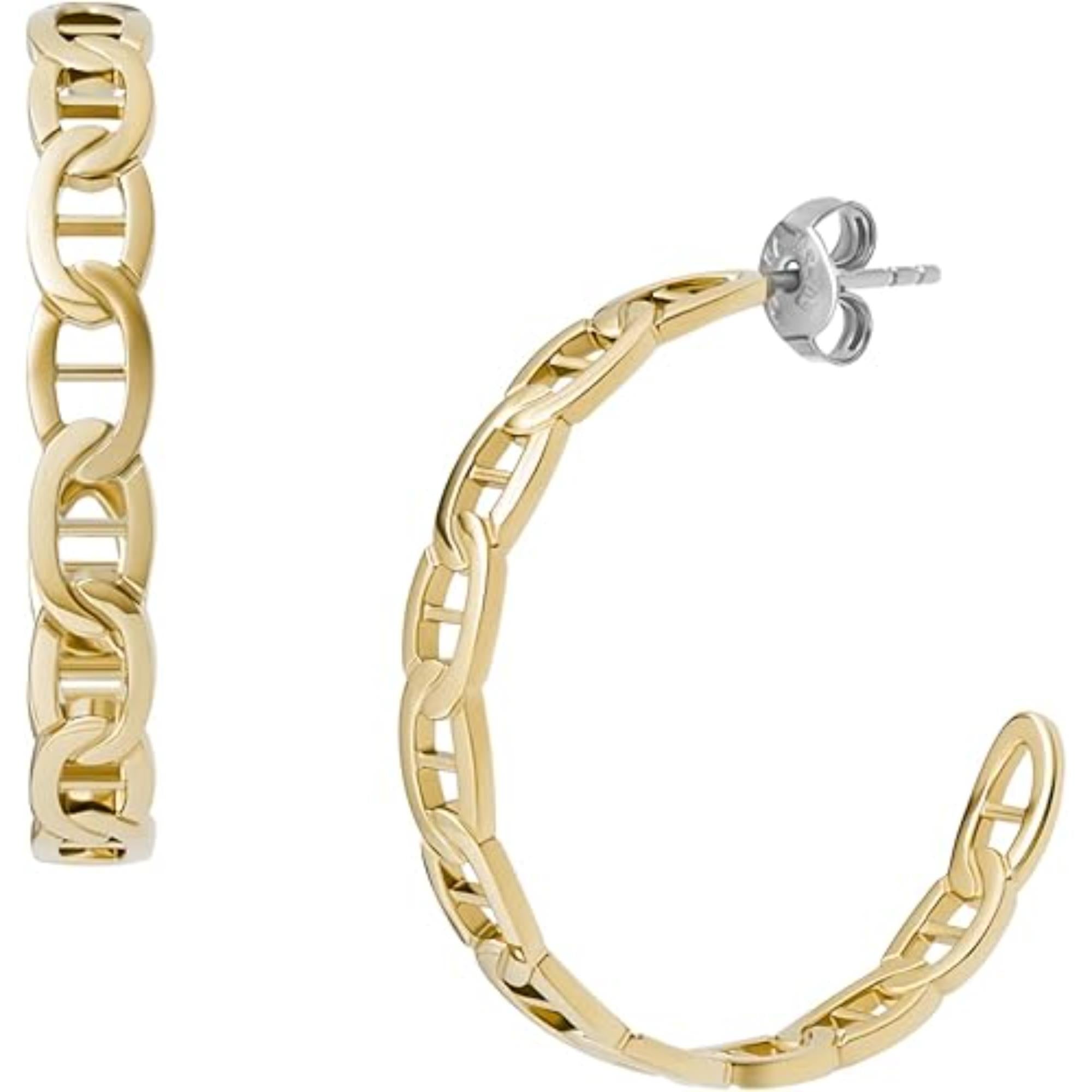 Fossil Heritage D-Link Gold-Tone Stainless Steel Hoop Women's Earrings  JF04781710