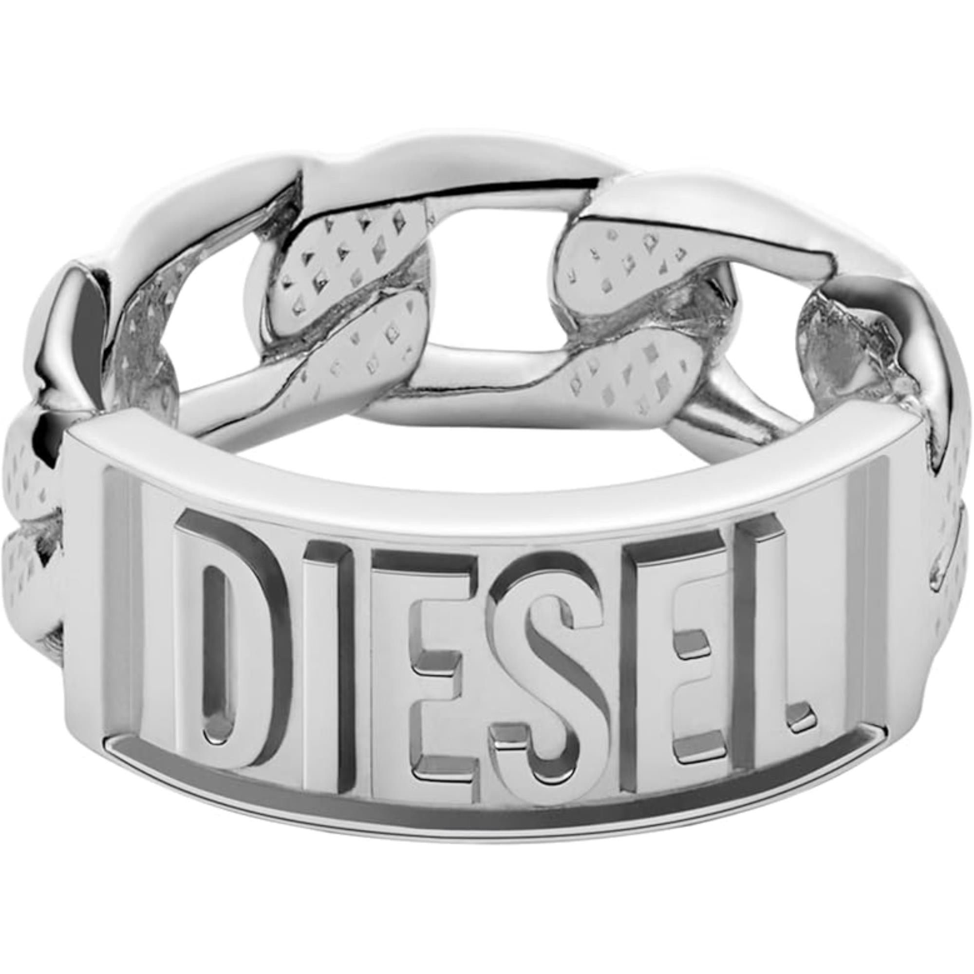 DIESEL Engraved Logo Stainless Steel Ring Silver for Men DX1347040-9