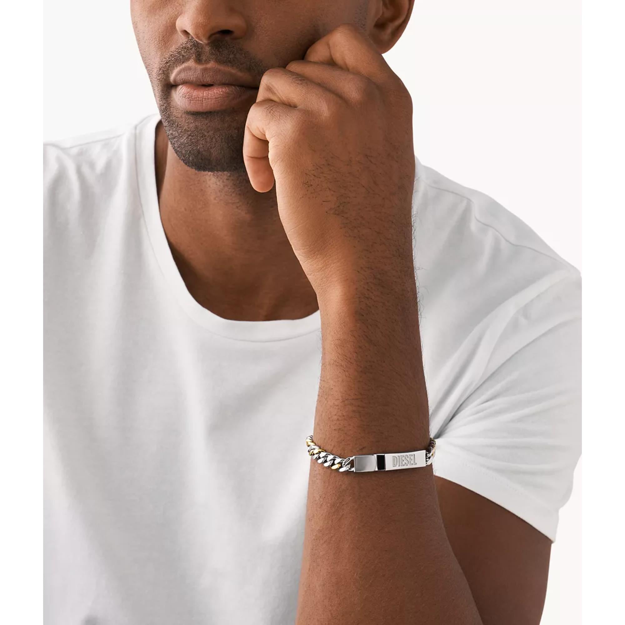 Diesel Two-Tone Stainless Steel ID Chain Bracelet for Men DX1457931