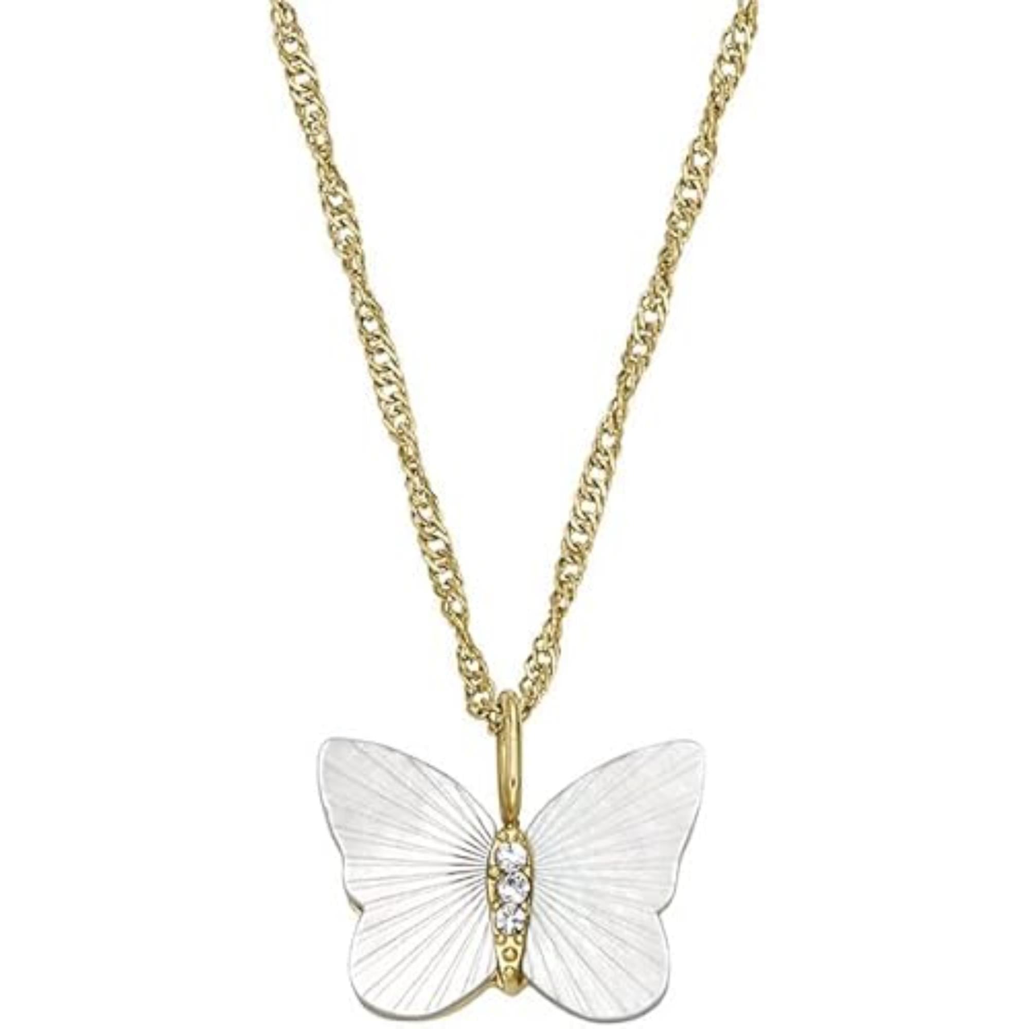 Fossil Sutton Radiant Wings White Mother-of-Pearl Butterfly Chain Women's Necklace JF04424710