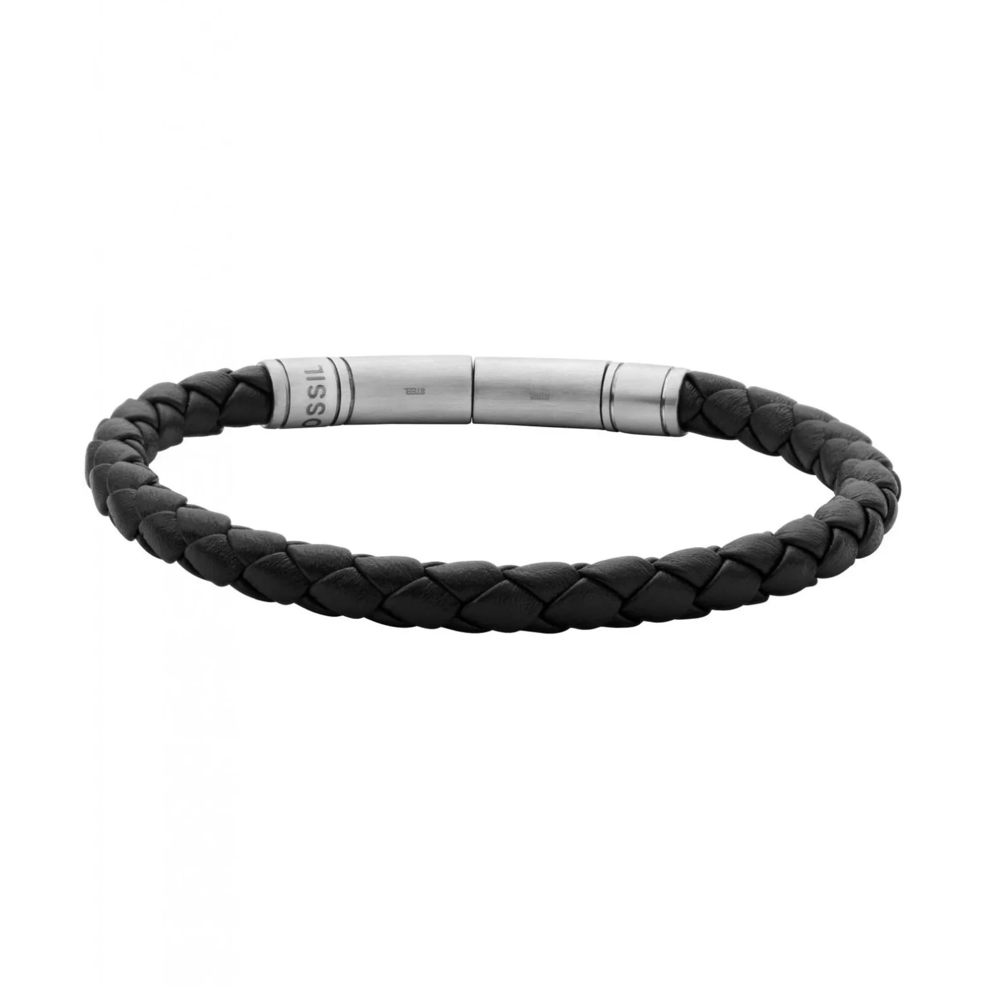 Fossil Vintage Casual Brown Braided Leather Men's Bracelet JF04089040