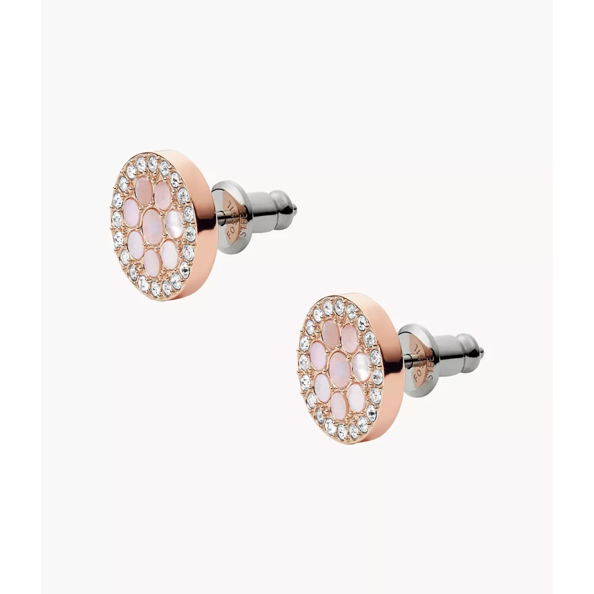 Fossil Mosaic Mother-of-Pearl Stud Women's Earrings JF02906791