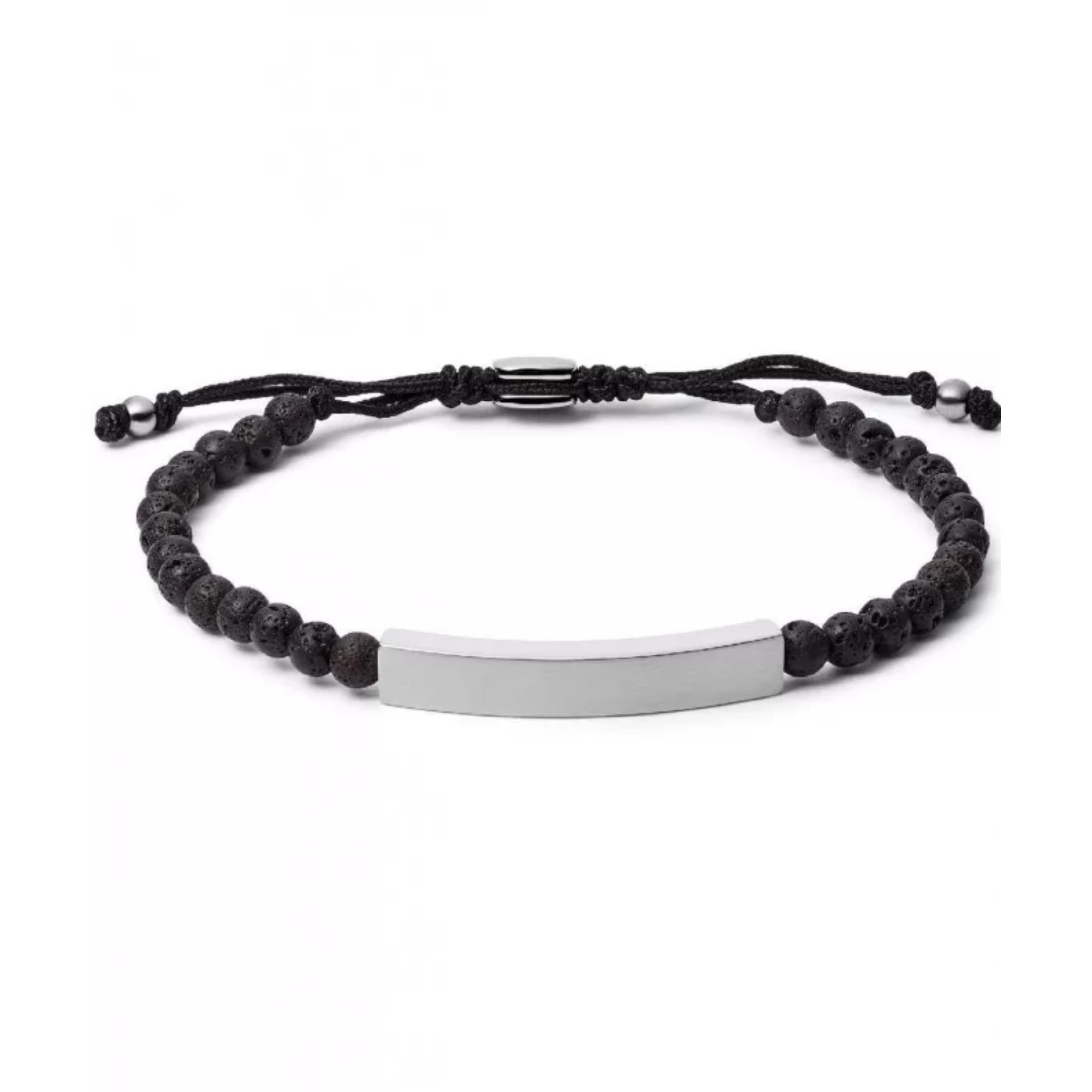 Fossil Plaque Lava Stone Men's Bracelet JF03247040