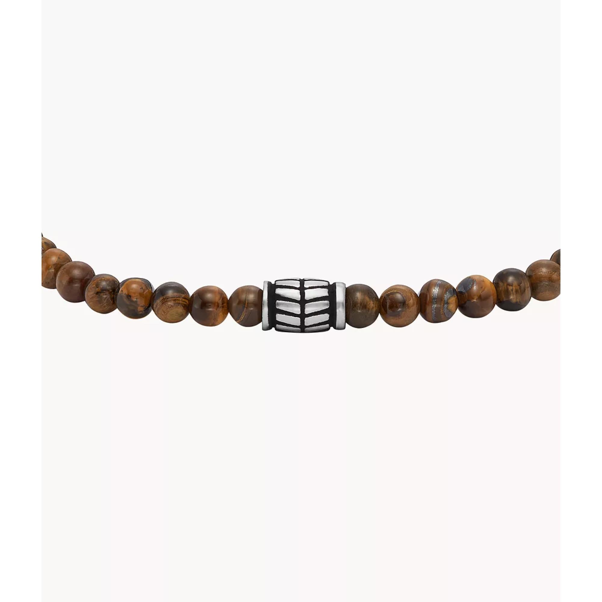 Fossil Tiger's Eye Beaded Men's Bracelet JF04413040