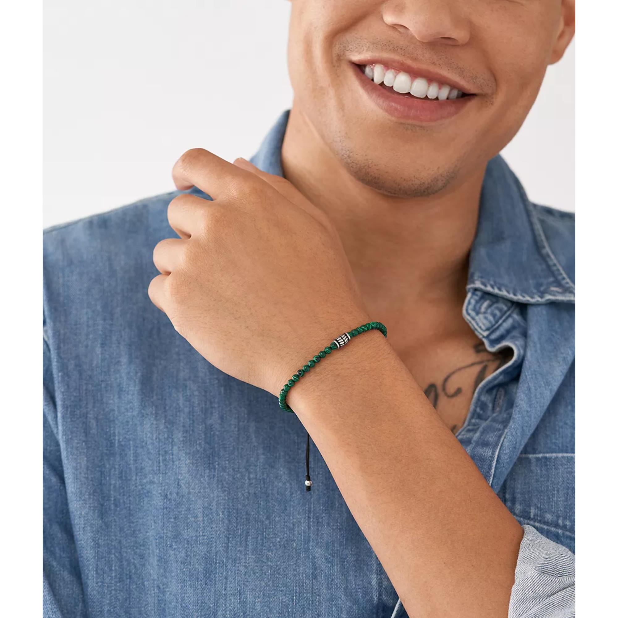 Fossil Reconstituted Malachite Beaded Men's Bracelet  JF04415040
