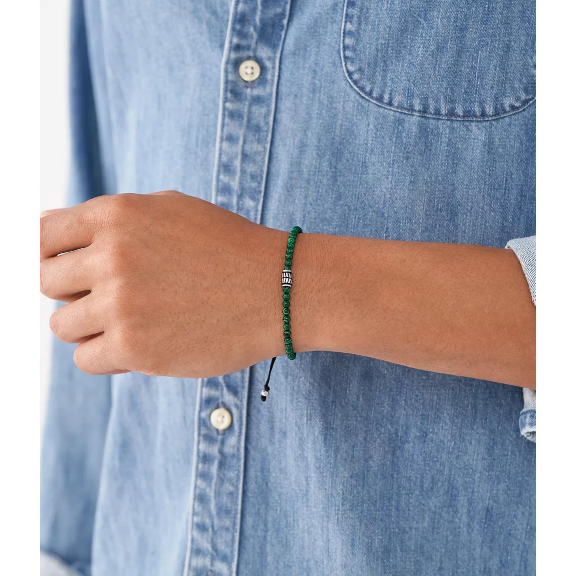 Fossil Reconstituted Malachite Beaded Men's Bracelet  JF04415040