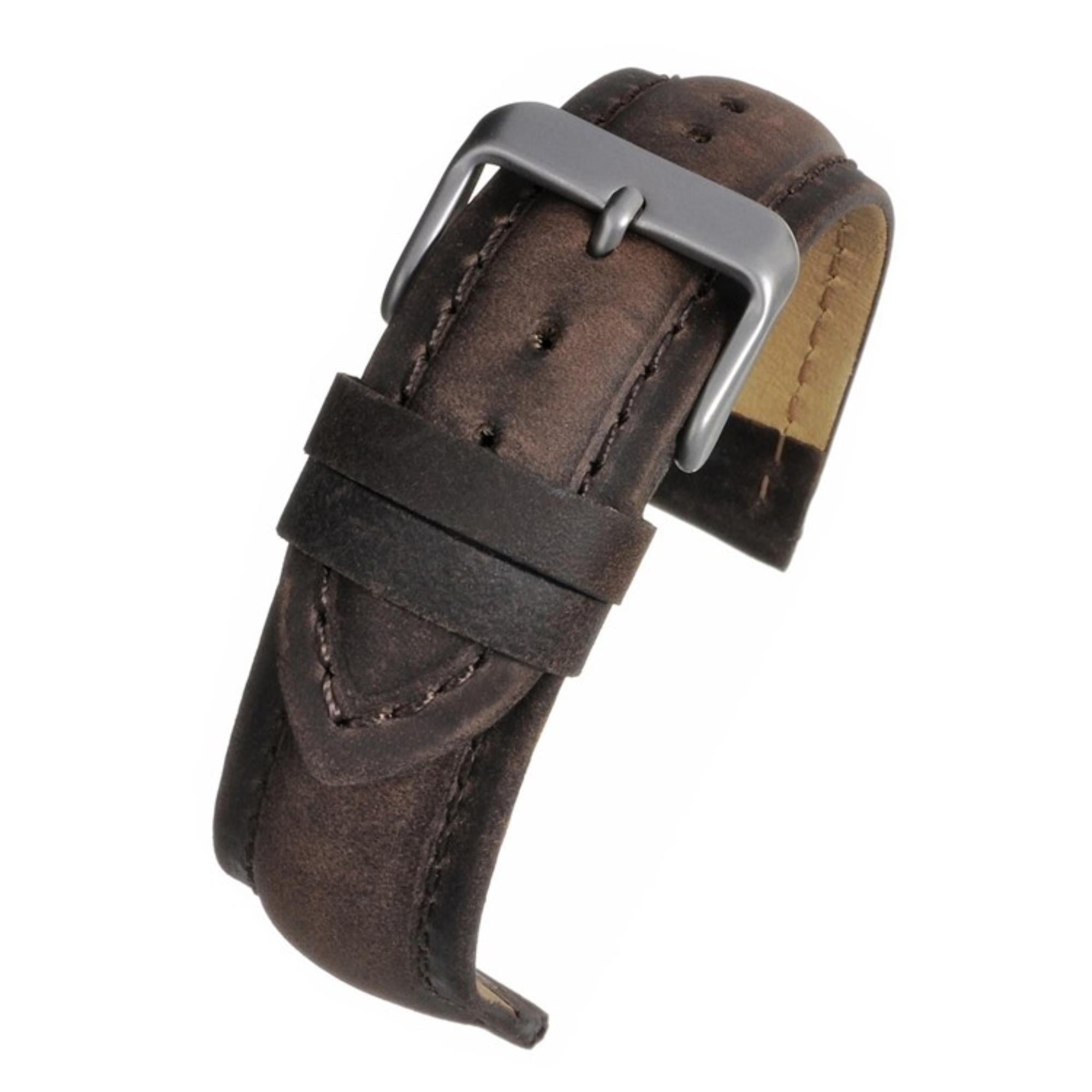 LBS Vintage Heavy Padded Brown Leather Men's Watch Strap W972/20