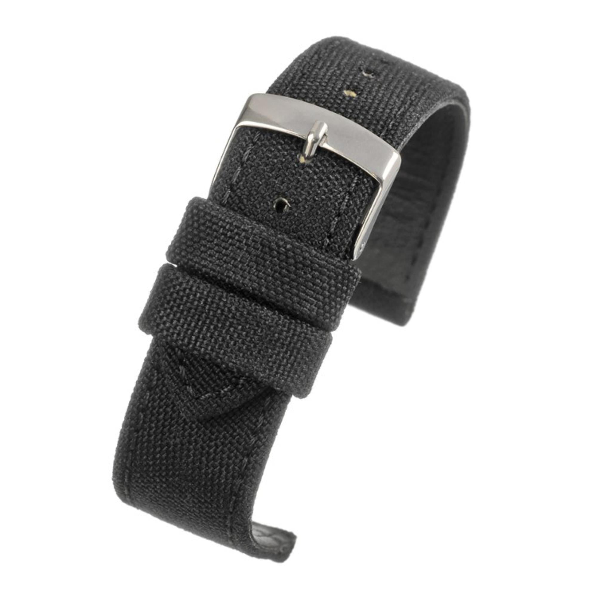 LBS Black Fabric Stitched Edge Watch Men's Strap WH660/18